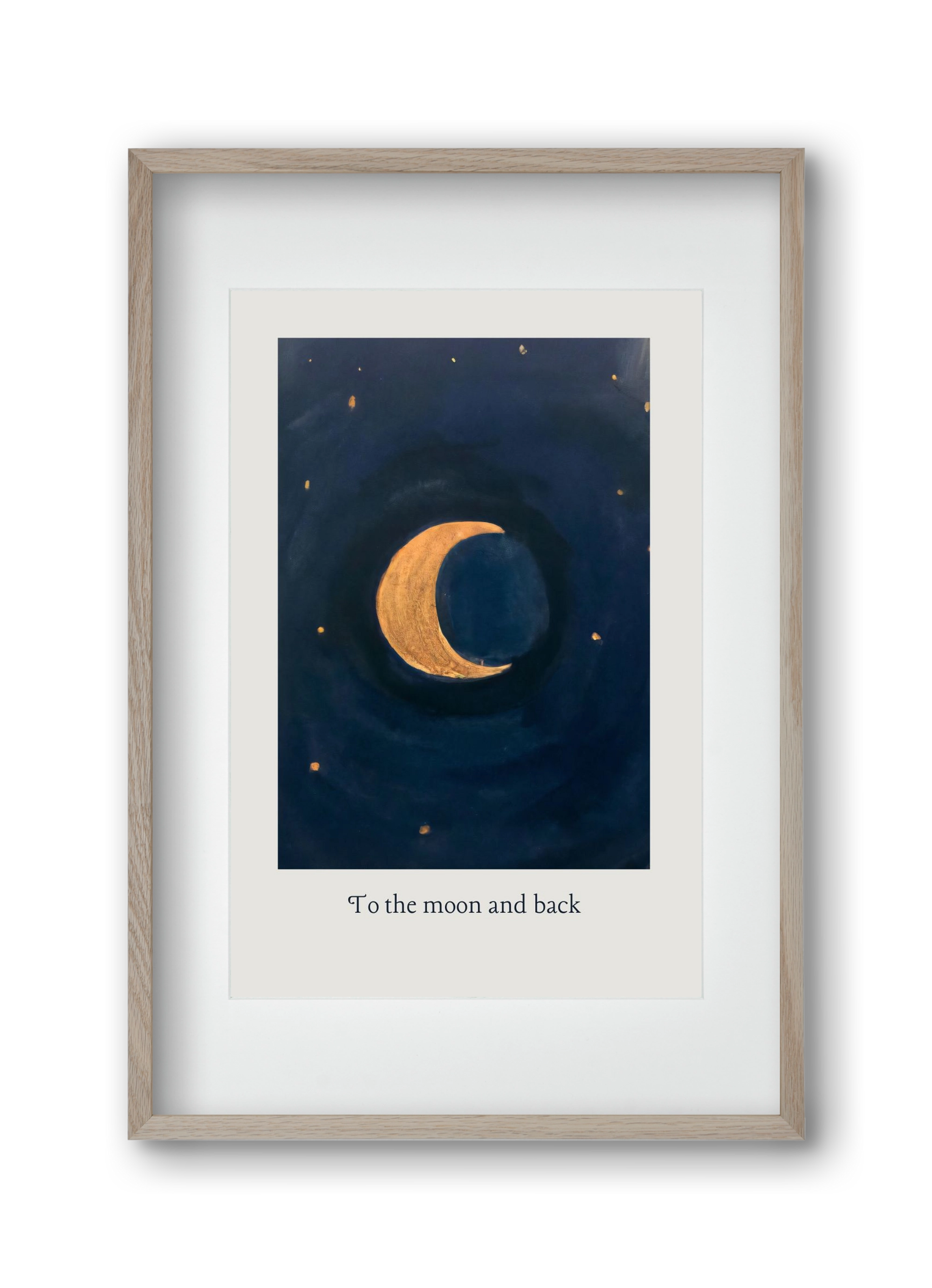 To the moon and back, 30x45 cm (20x30 cm), Tölgy keret, paszpartuval