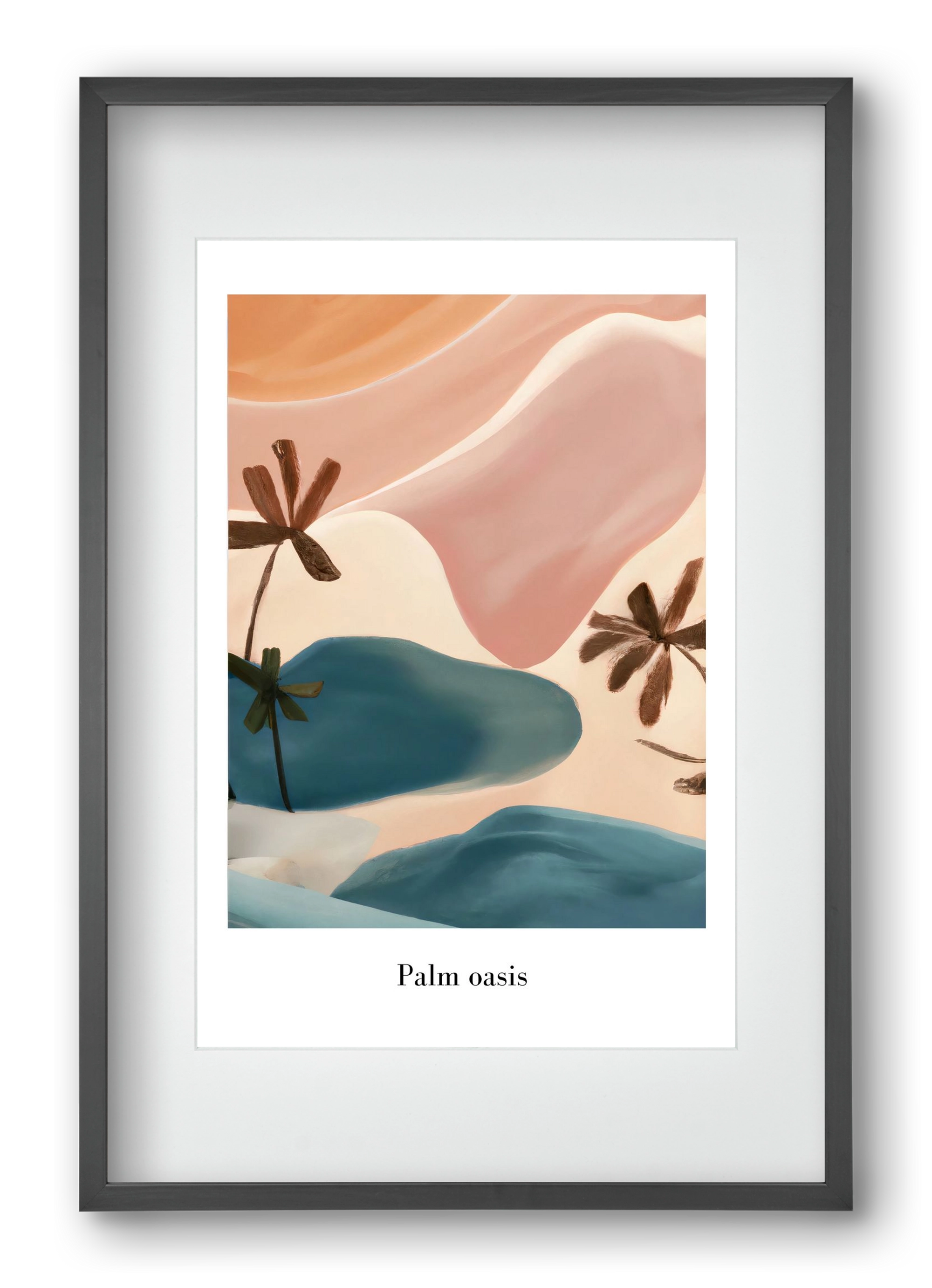 Palm Oasis , 40x60 cm (30x45 cm), Fekete keret, paszpartuval