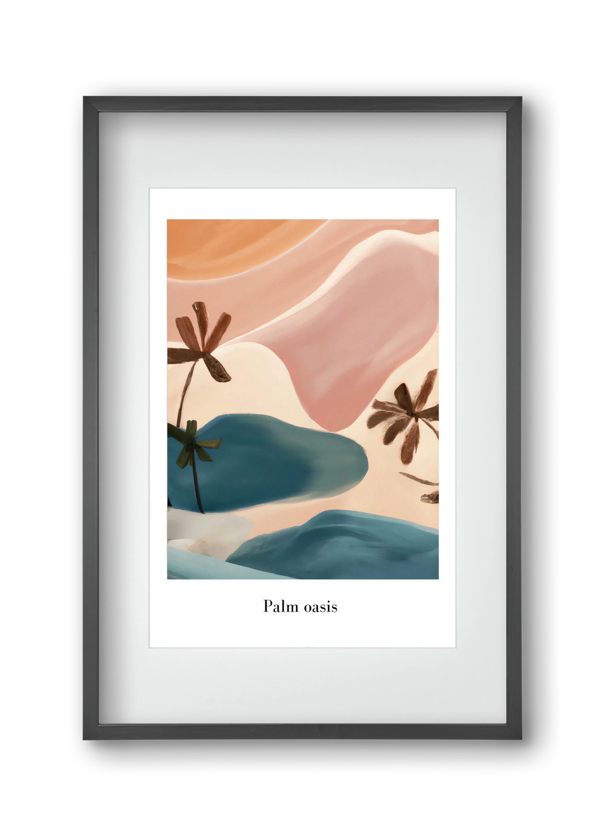 Palm Oasis , 30x45 cm (20x30 cm), Fekete keret, paszpartuval