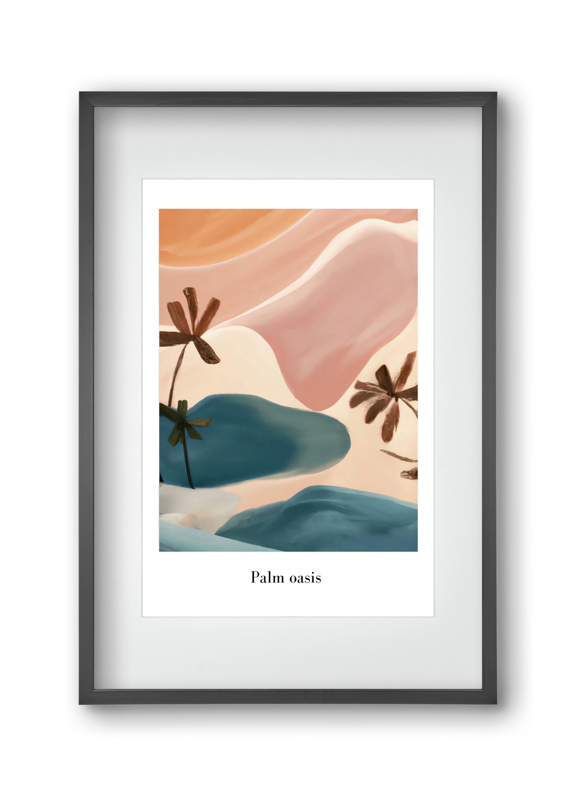 Palm Oasis , 30x45 cm (20x30 cm), Fekete keret, paszpartuval