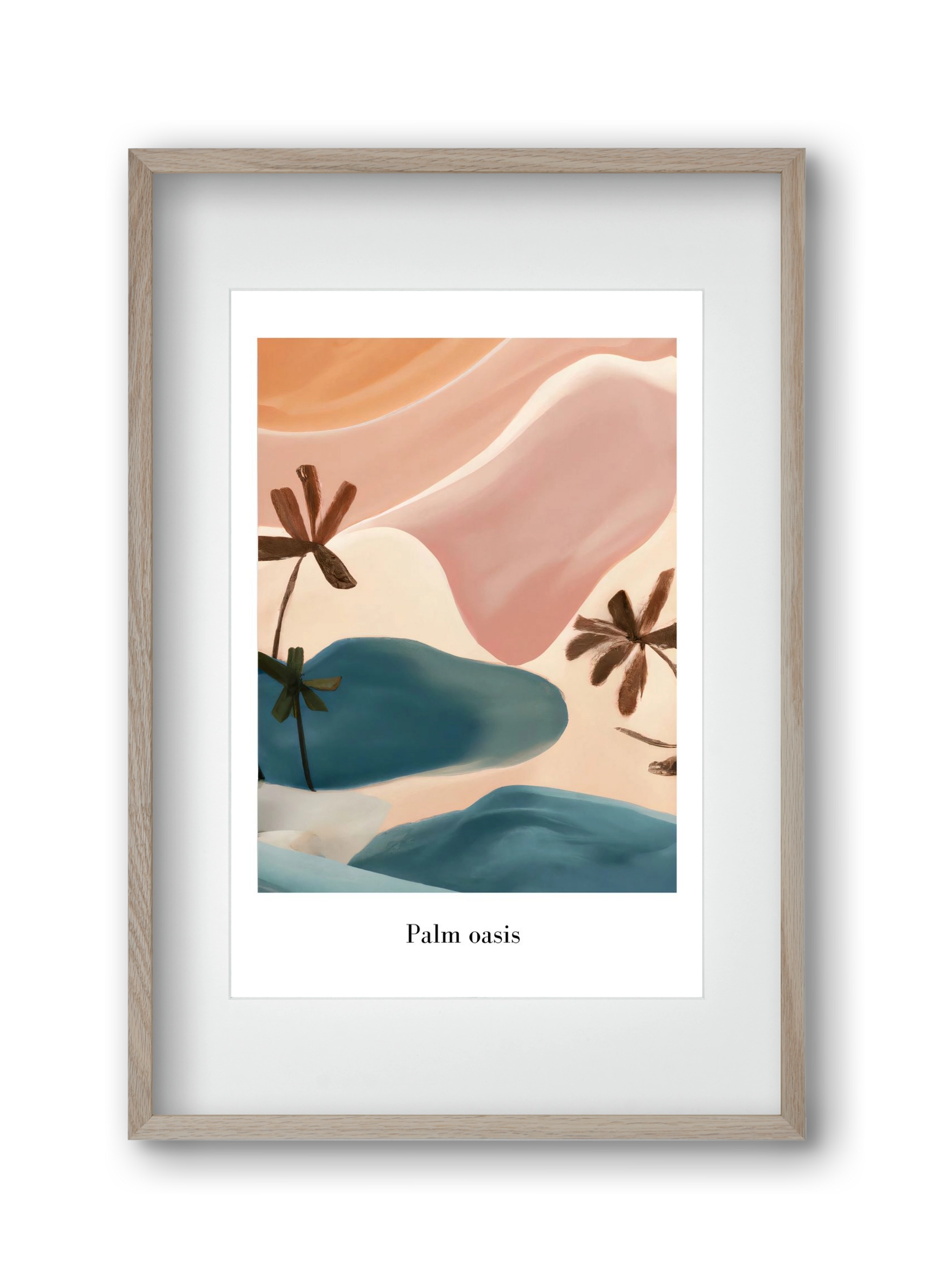 Palm Oasis , 30x45 cm (20x30 cm), Tölgy keret, paszpartuval