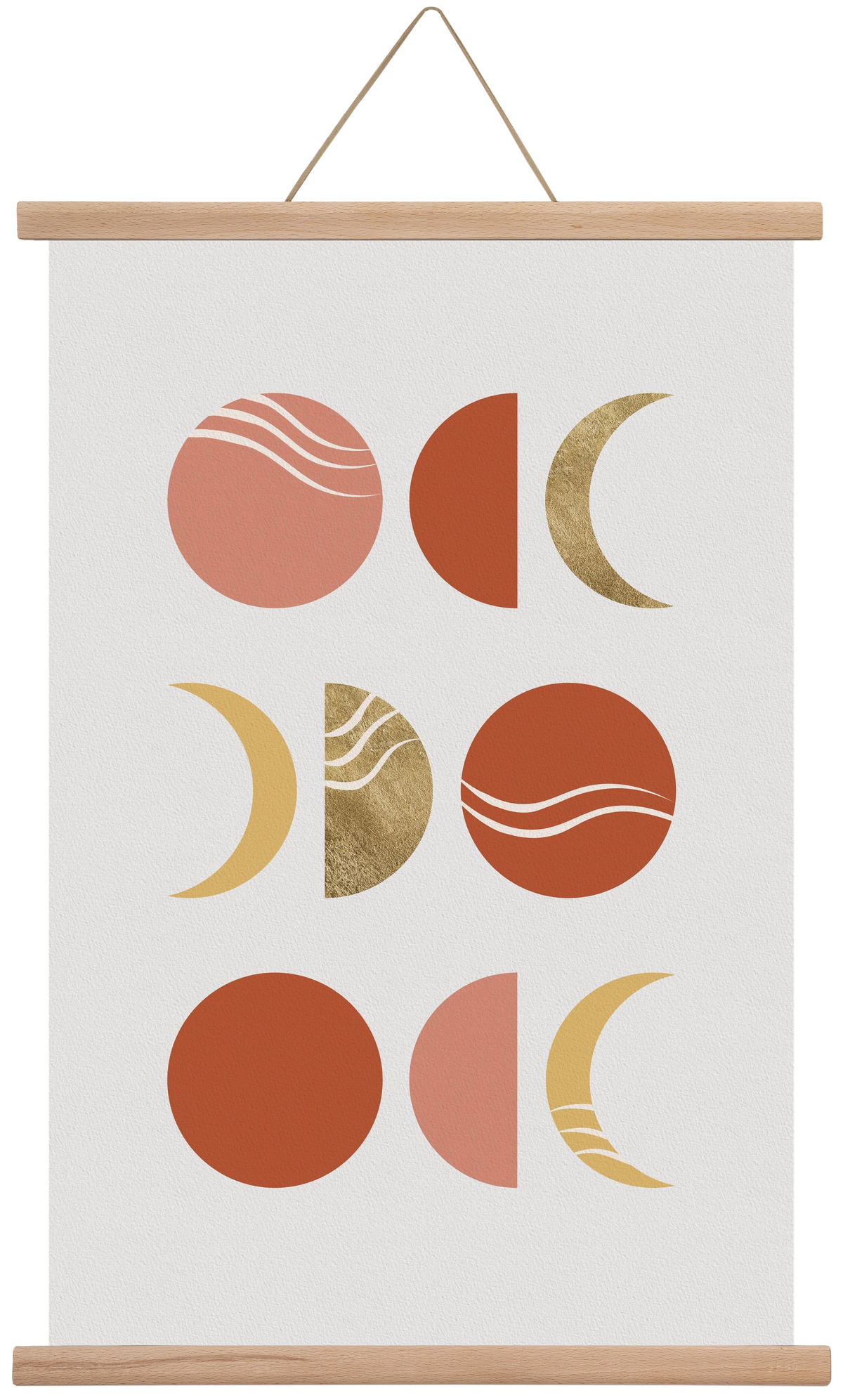 Bohemian Moon Phases, 40x60 cm (40x60 cm), Tölgy akasztó