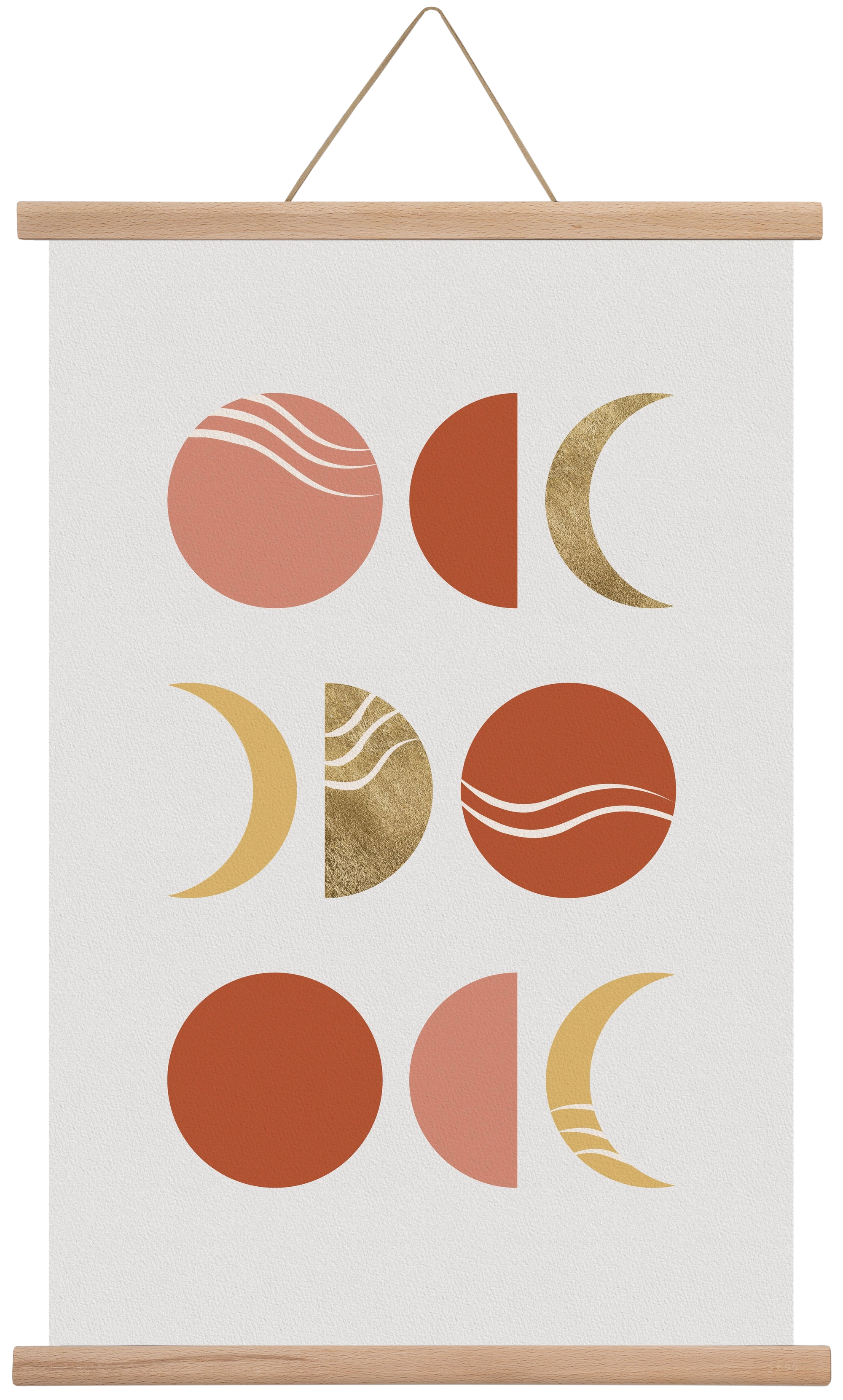 Bohemian Moon Phases, 40x60 cm (40x60 cm), Tölgy akasztó