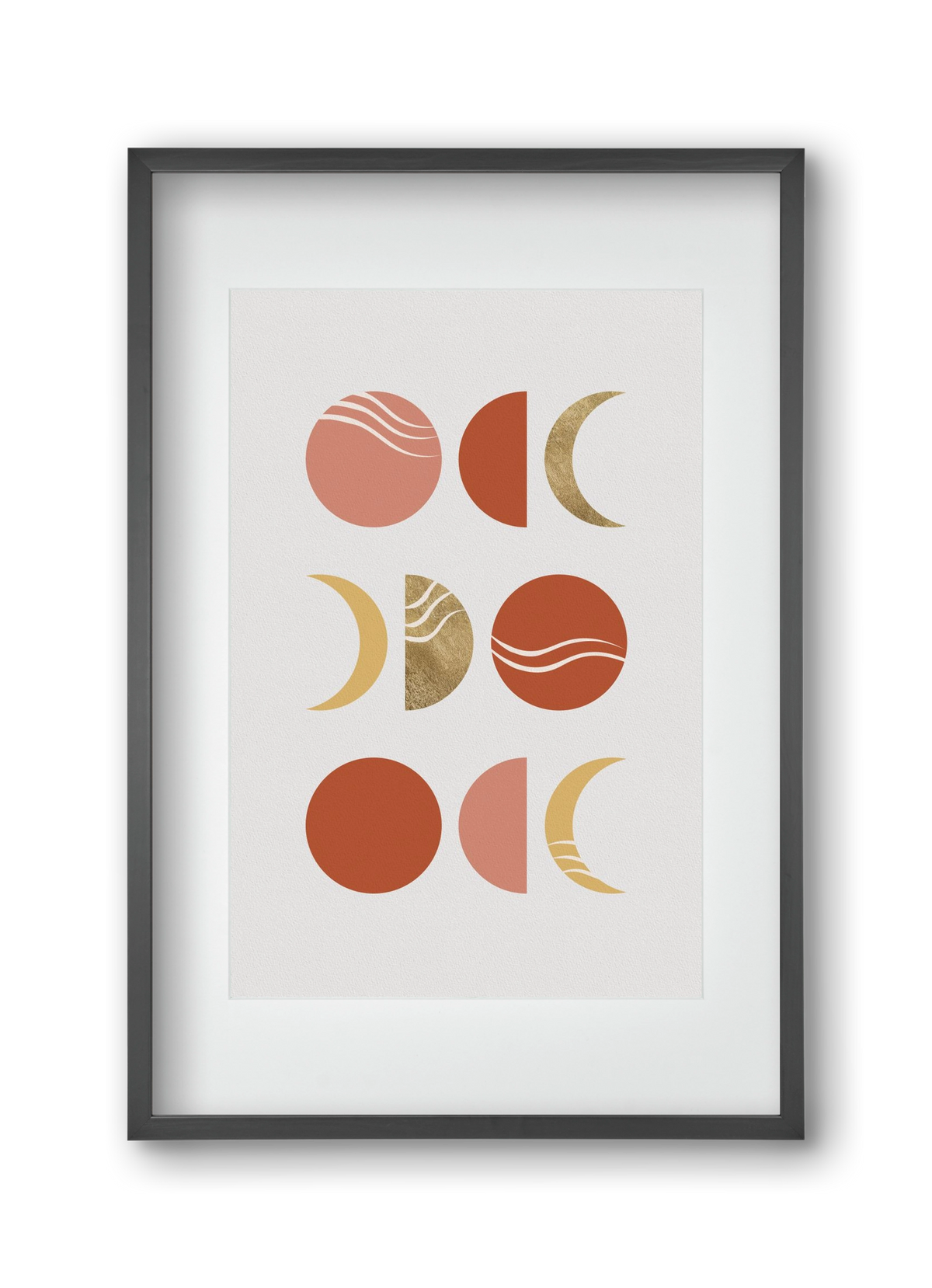 Bohemian Moon Phases, 30x45 cm (20x30 cm), Fekete keret, paszpartuval