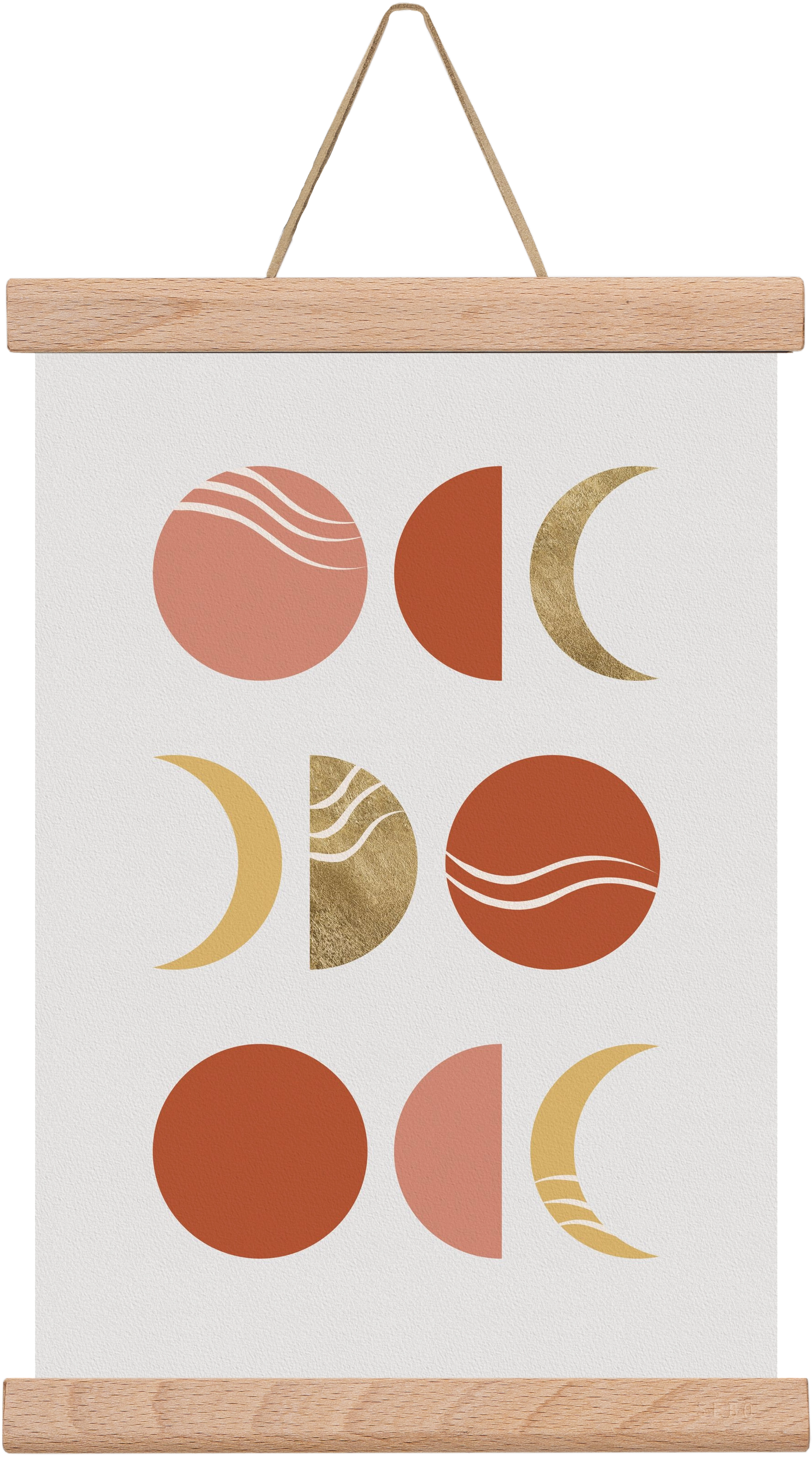 Bohemian Moon Phases, 20x30 cm (20x30 cm), Tölgy akasztó