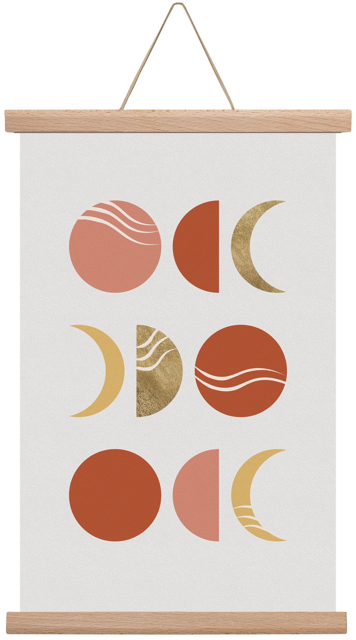 Bohemian Moon Phases, 30x45 cm (30x45 cm), Tölgy akasztó