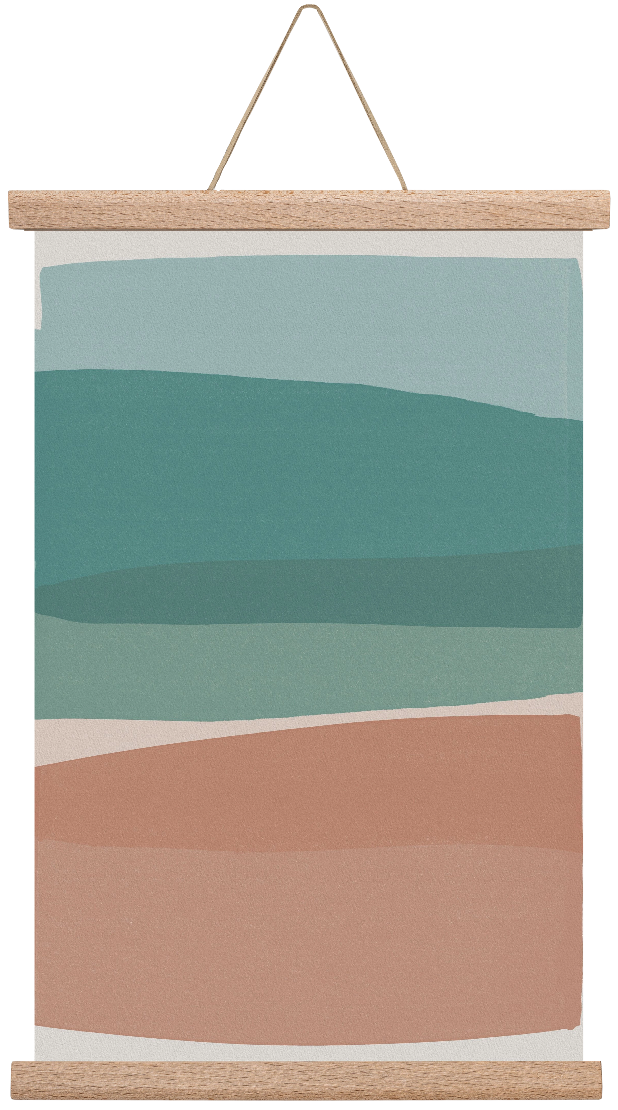 Modern Turquoise and Pink, 30x45 cm (30x45 cm), Tölgy akasztó