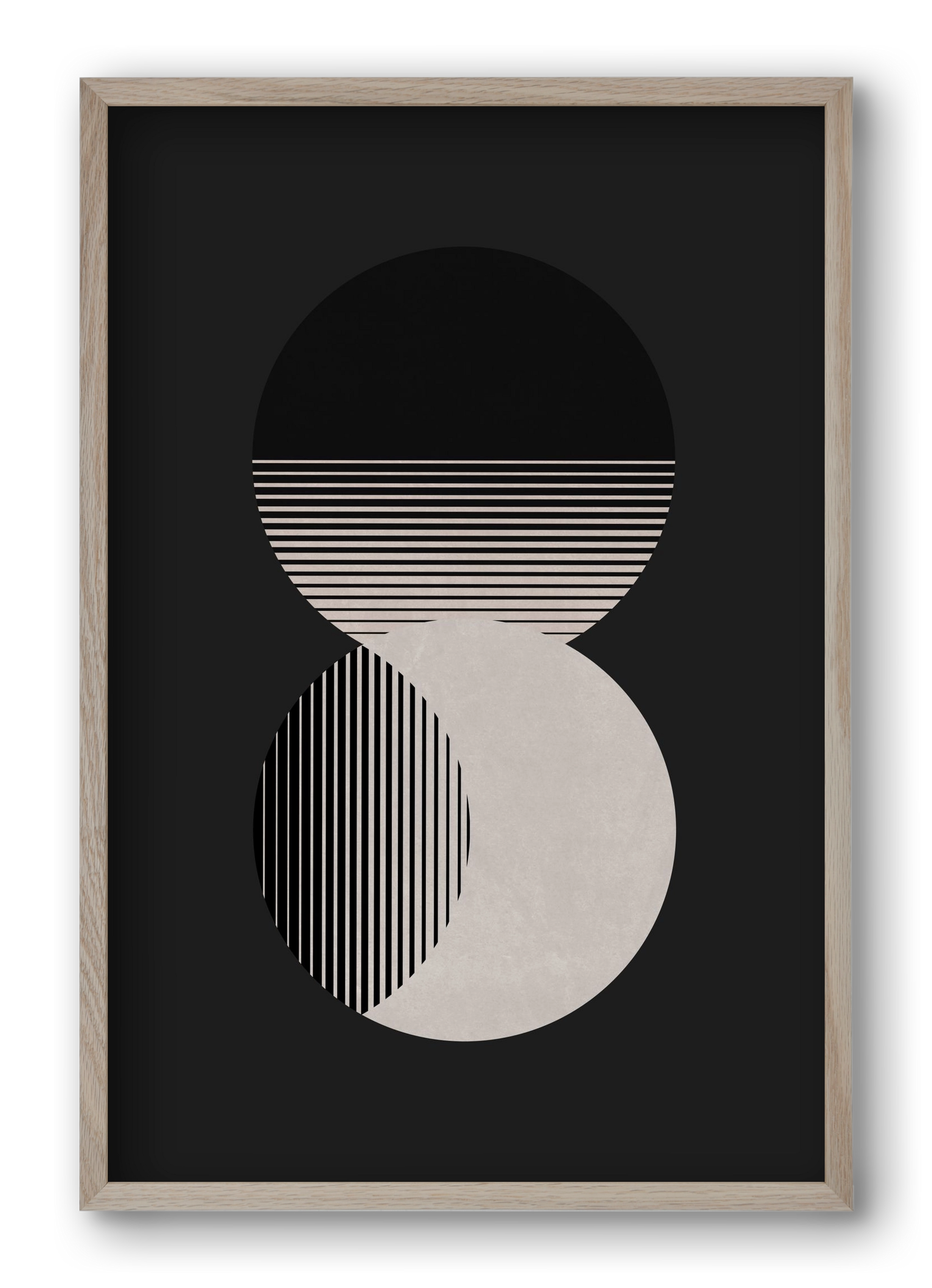 Circle Sun & Moon BW, 40x60 cm (40x60 cm), Tölgy keret