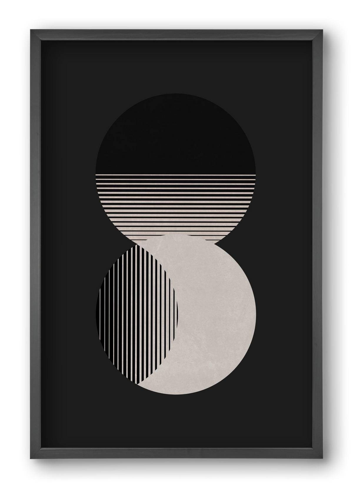 Circle Sun & Moon BW, 40x60 cm (40x60 cm), Fekete keret