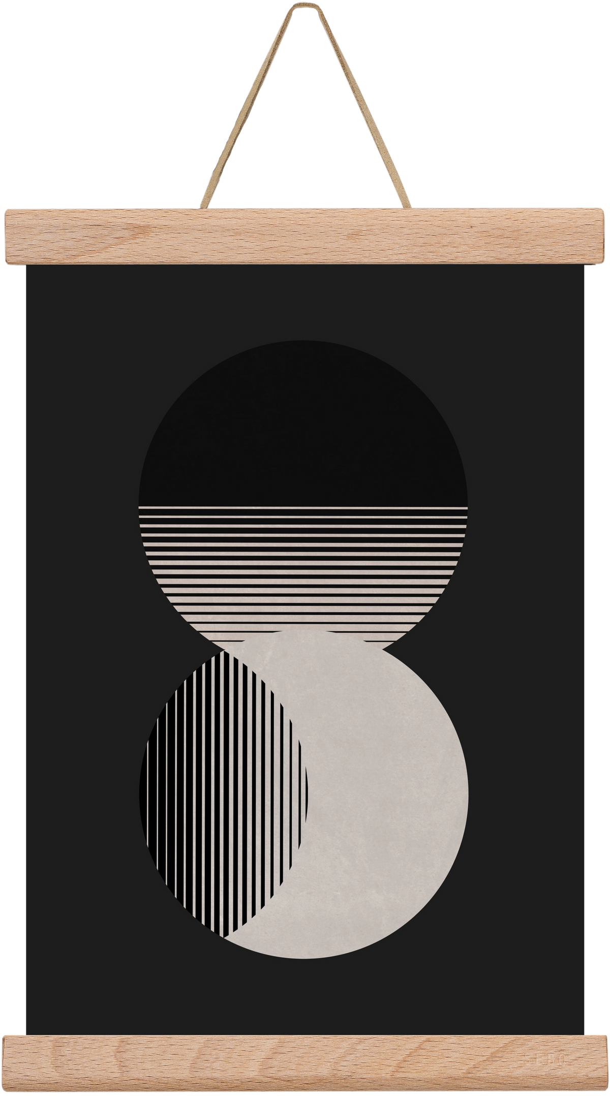 Circle Sun & Moon BW, 20x30 cm (20x30 cm), Tölgy akasztó