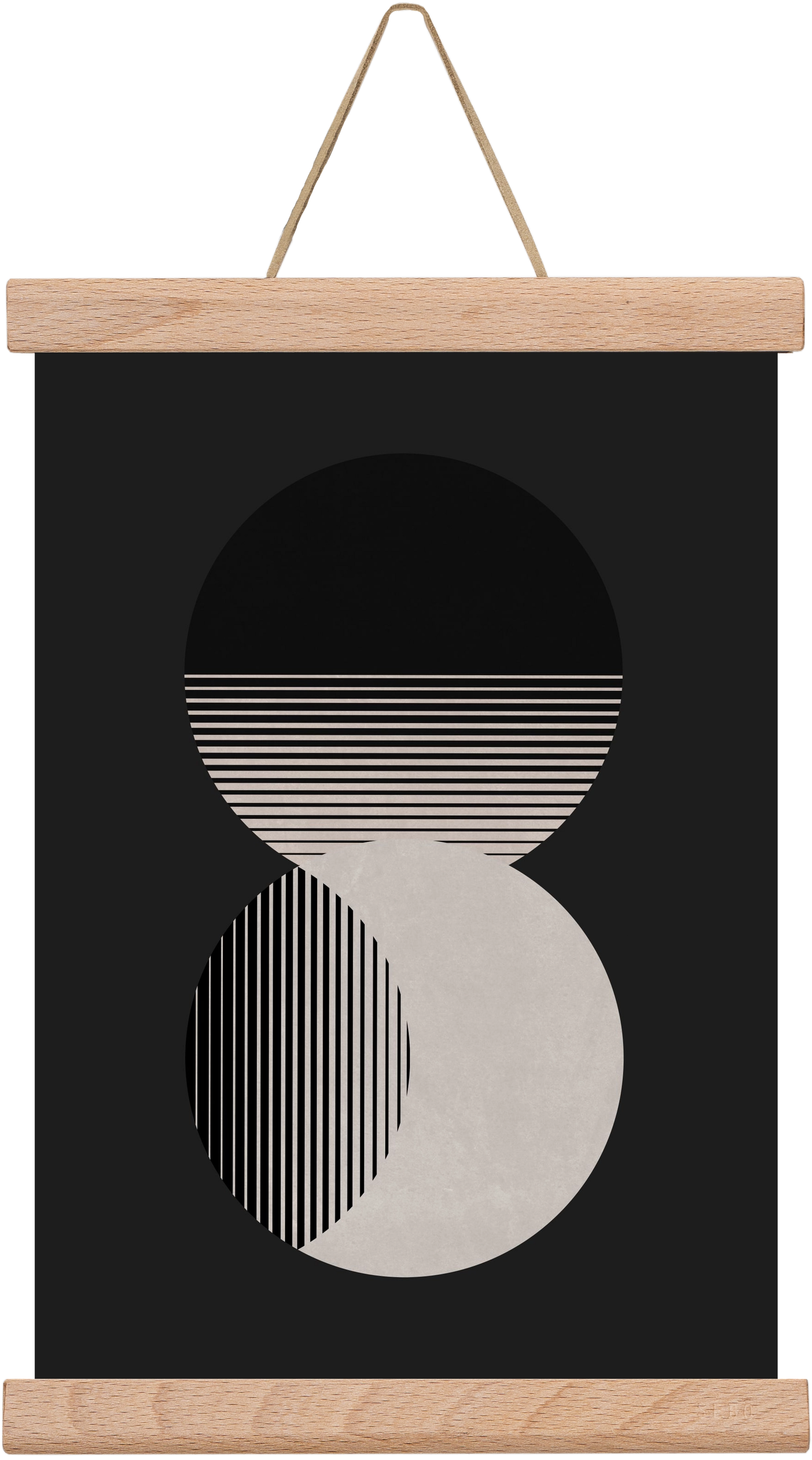Circle Sun & Moon BW, 20x30 cm (20x30 cm), Tölgy akasztó