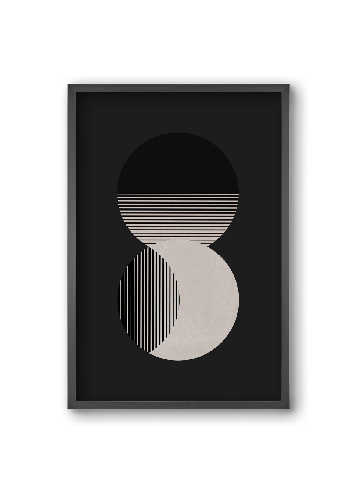 Circle Sun & Moon BW, 20x30 cm (20x30 cm), Fekete keret