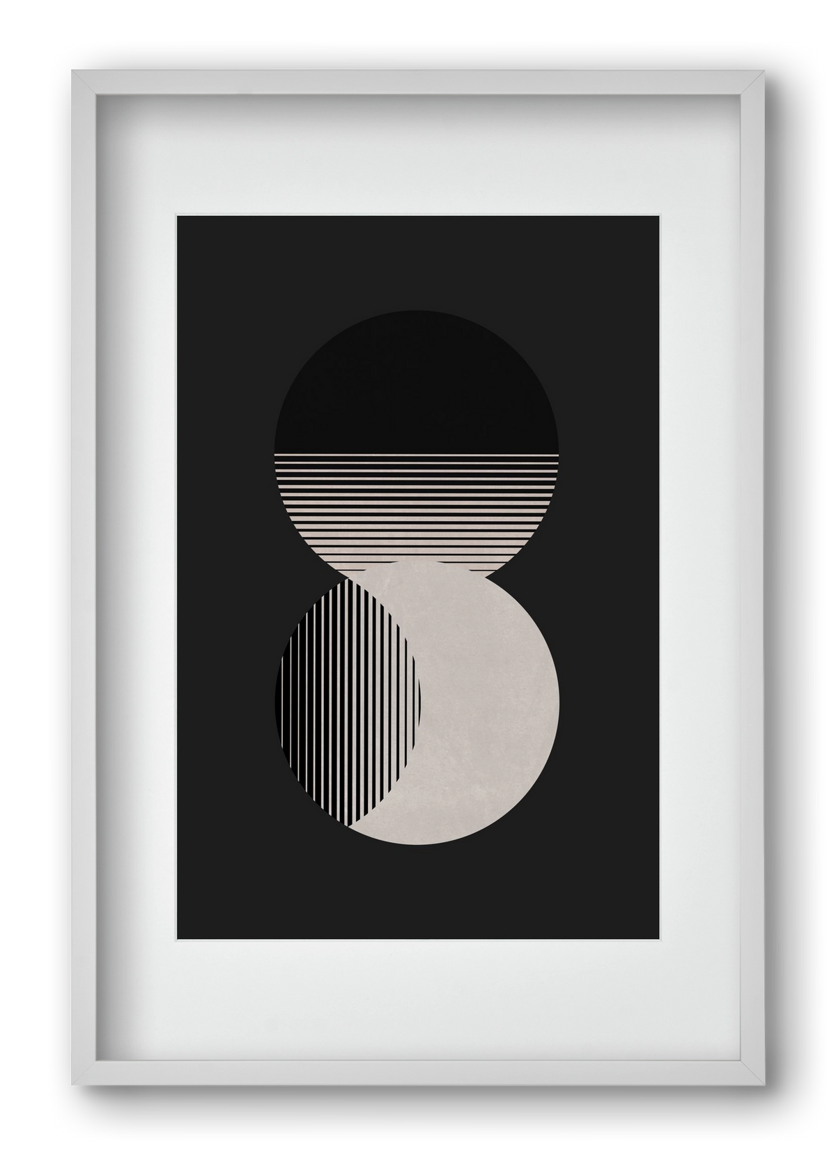 Circle Sun & Moon BW, 40x60 cm (30x45 cm), Fehér keret, paszpartuval