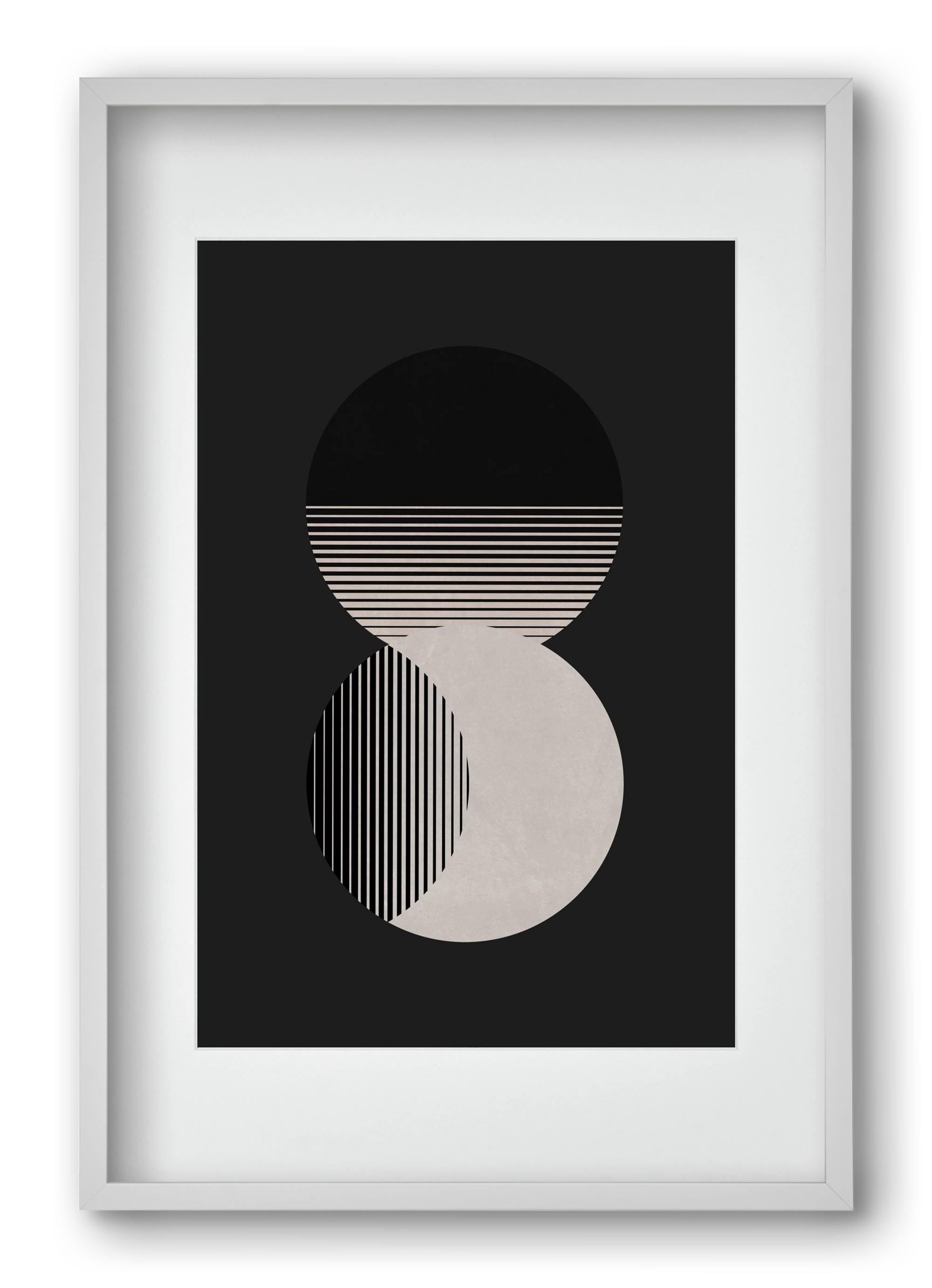Circle Sun & Moon BW, 40x60 cm (30x45 cm), Fehér keret, paszpartuval
