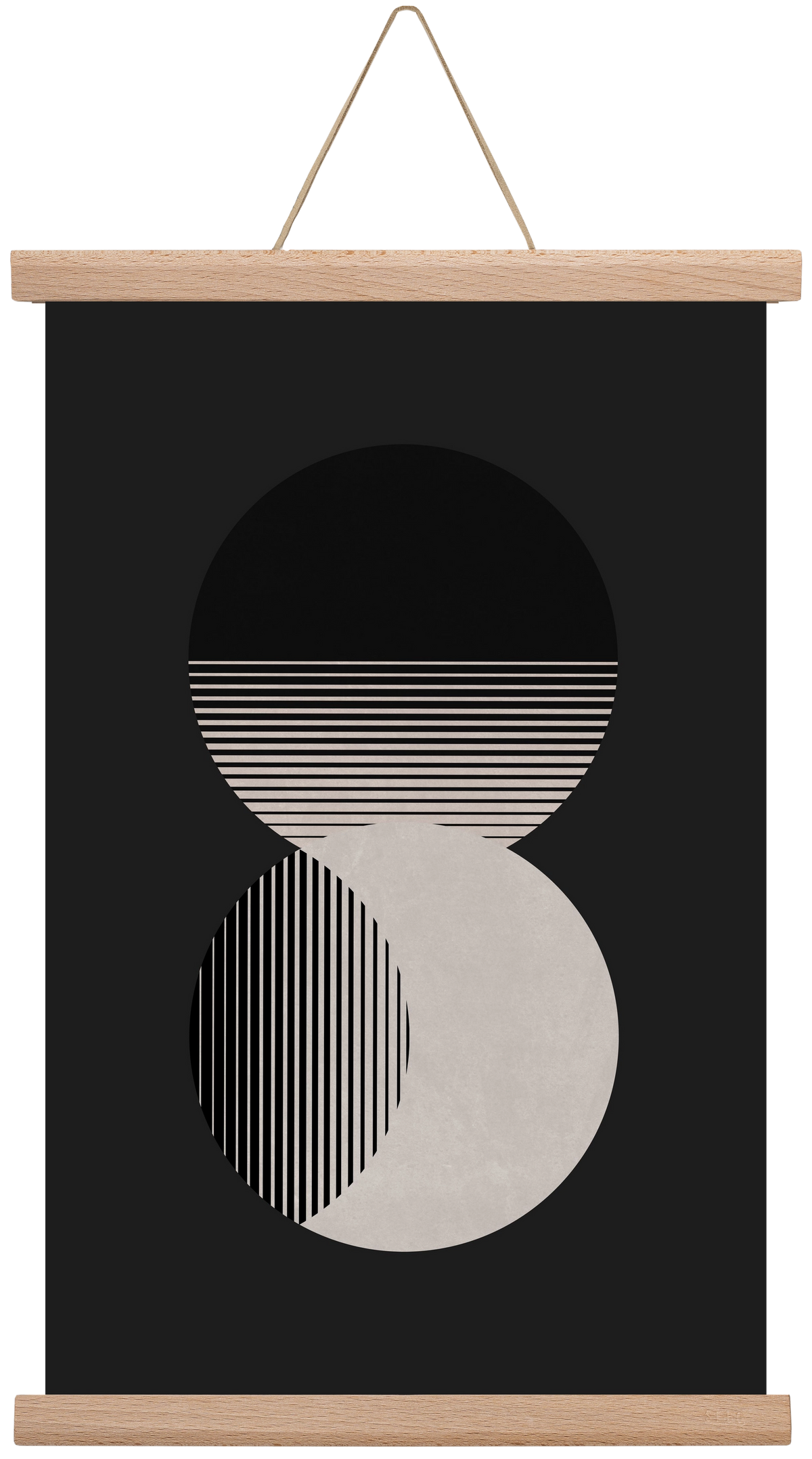 Circle Sun & Moon BW, 30x45 cm (30x45 cm), Tölgy akasztó