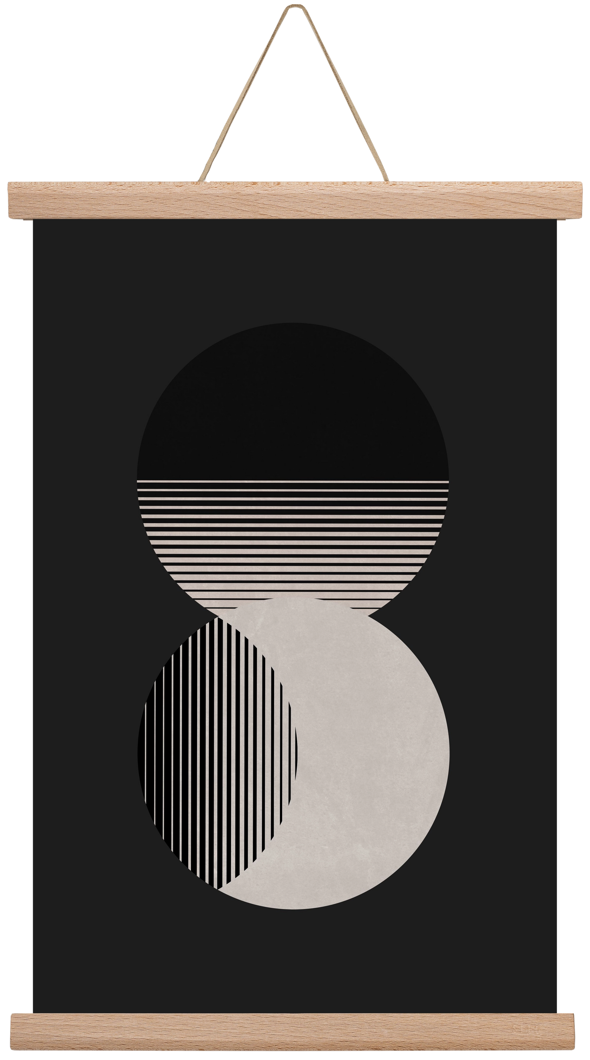 Circle Sun & Moon BW, 30x45 cm (30x45 cm), Tölgy akasztó
