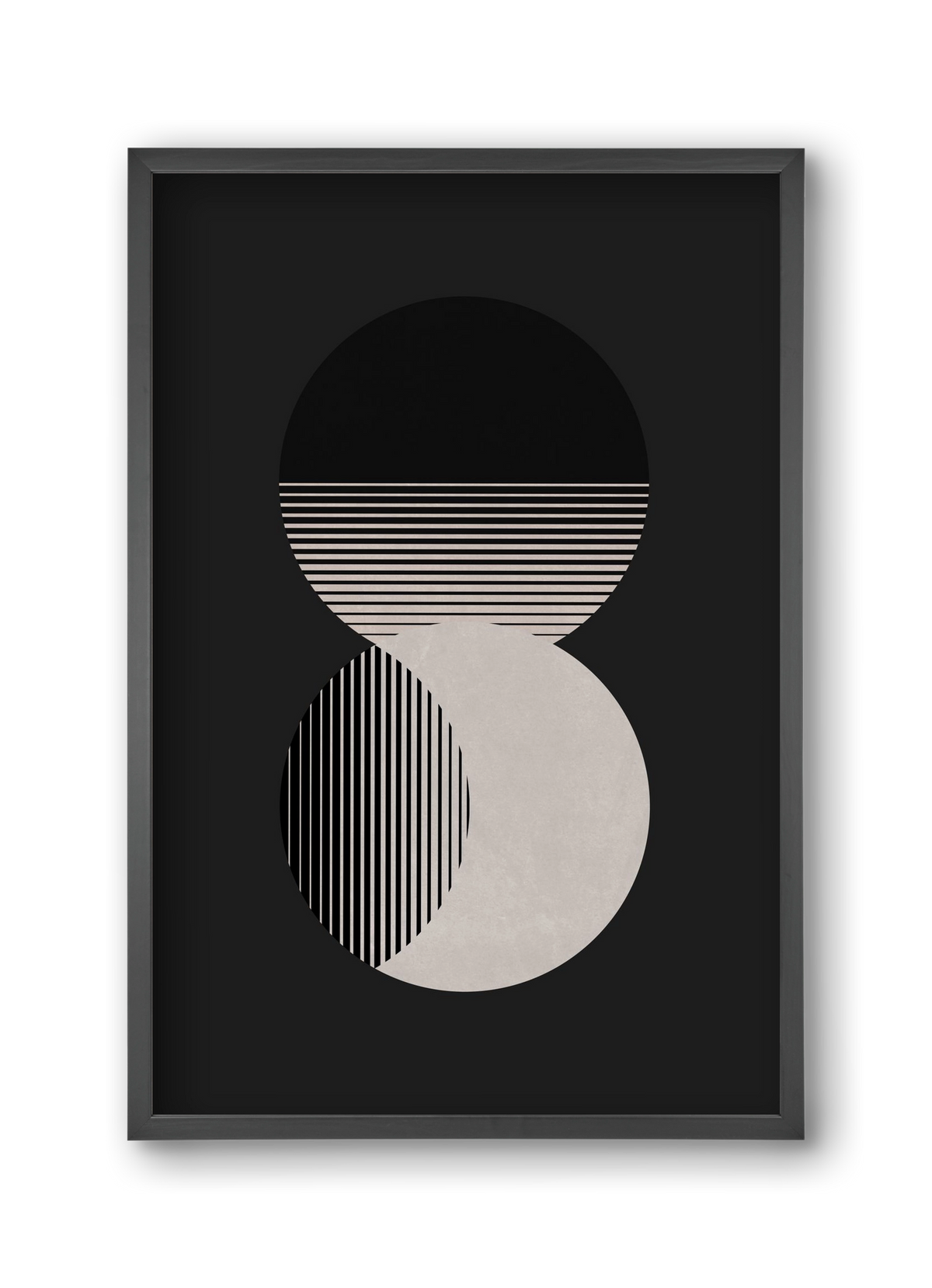 Circle Sun & Moon BW, 30x45 cm (30x45 cm), Fekete keret