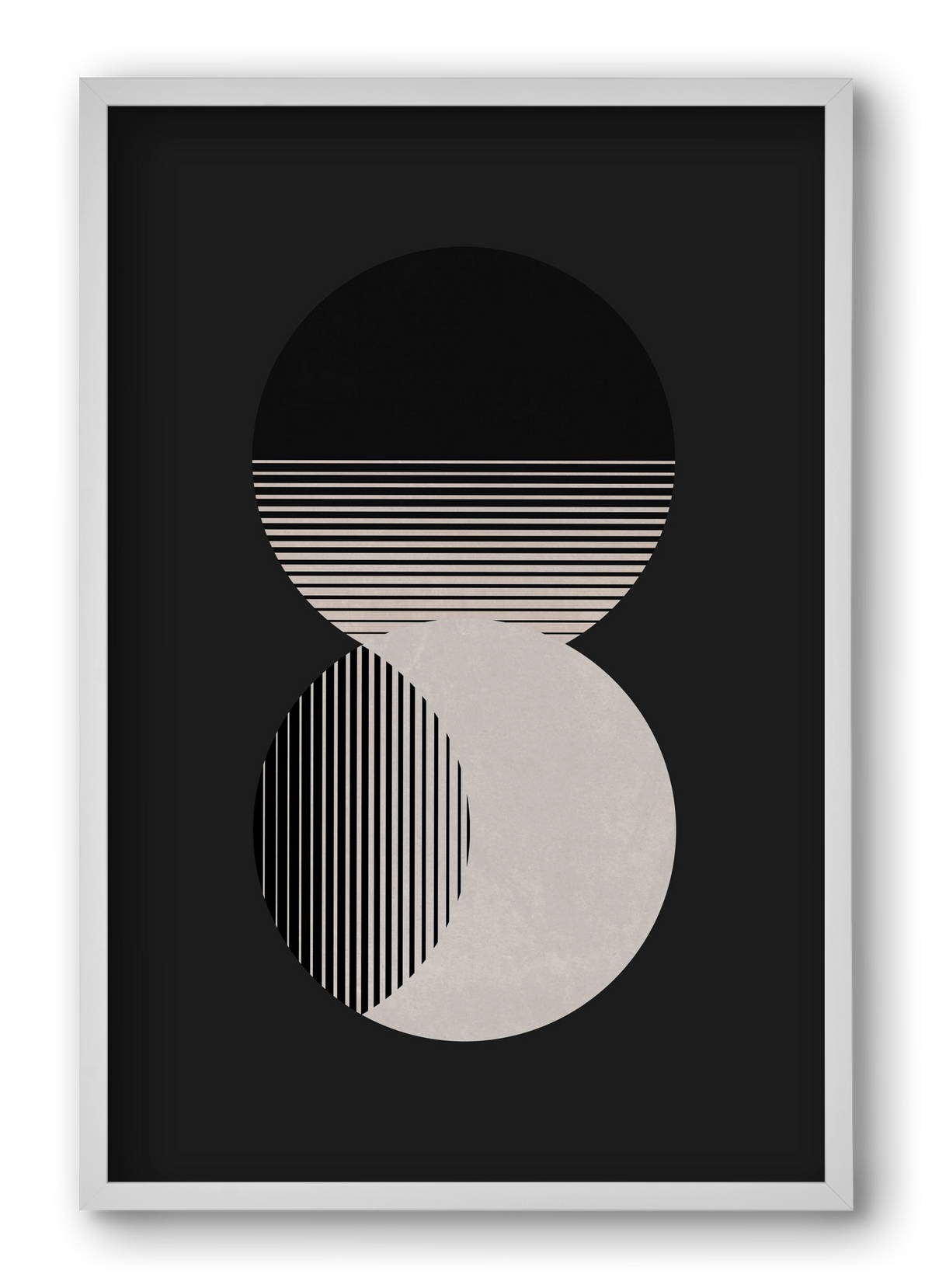 Circle Sun & Moon BW, 40x60 cm (40x60 cm), Fehér keret