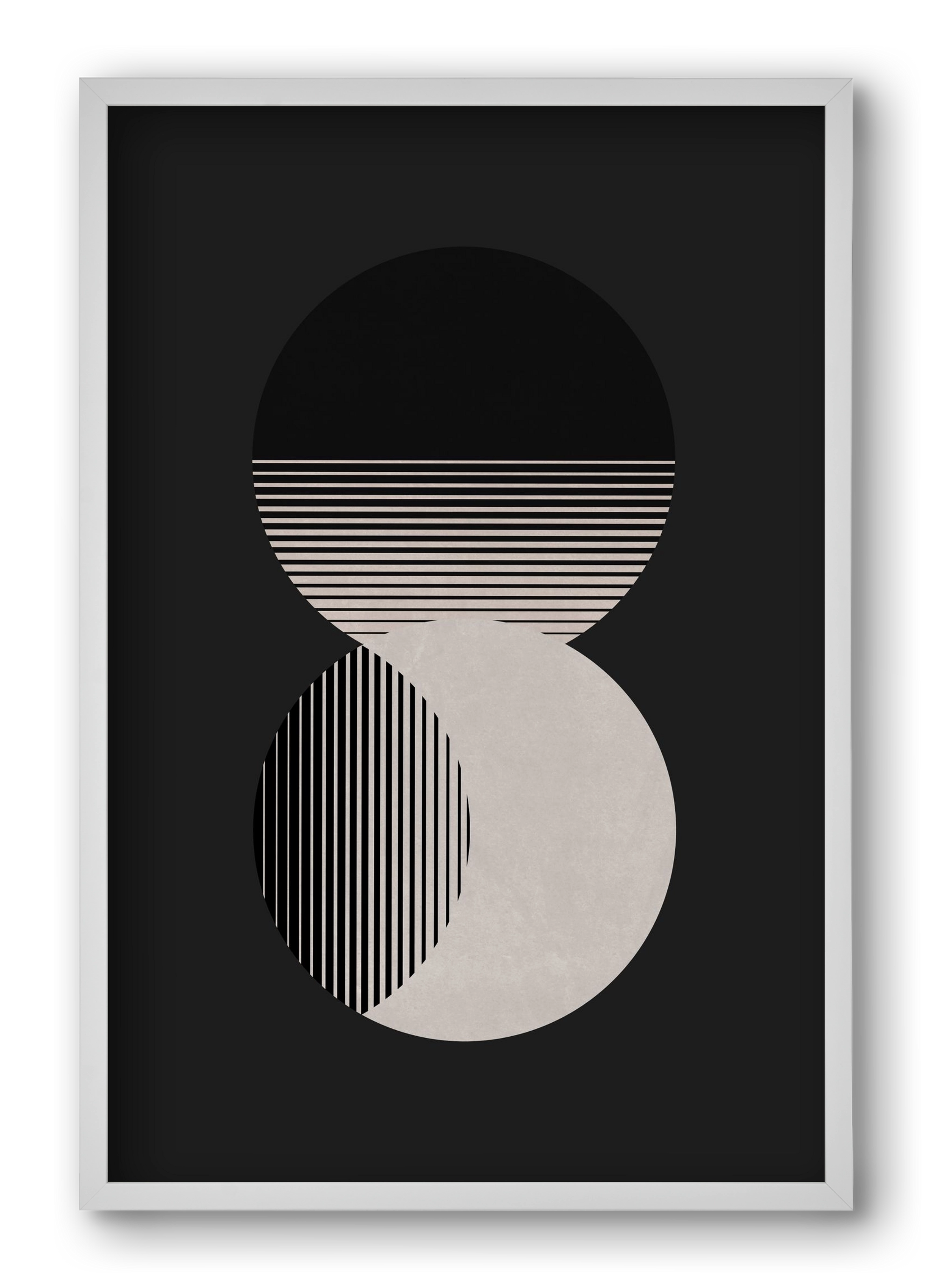 Circle Sun & Moon BW, 40x60 cm (40x60 cm), Fehér keret