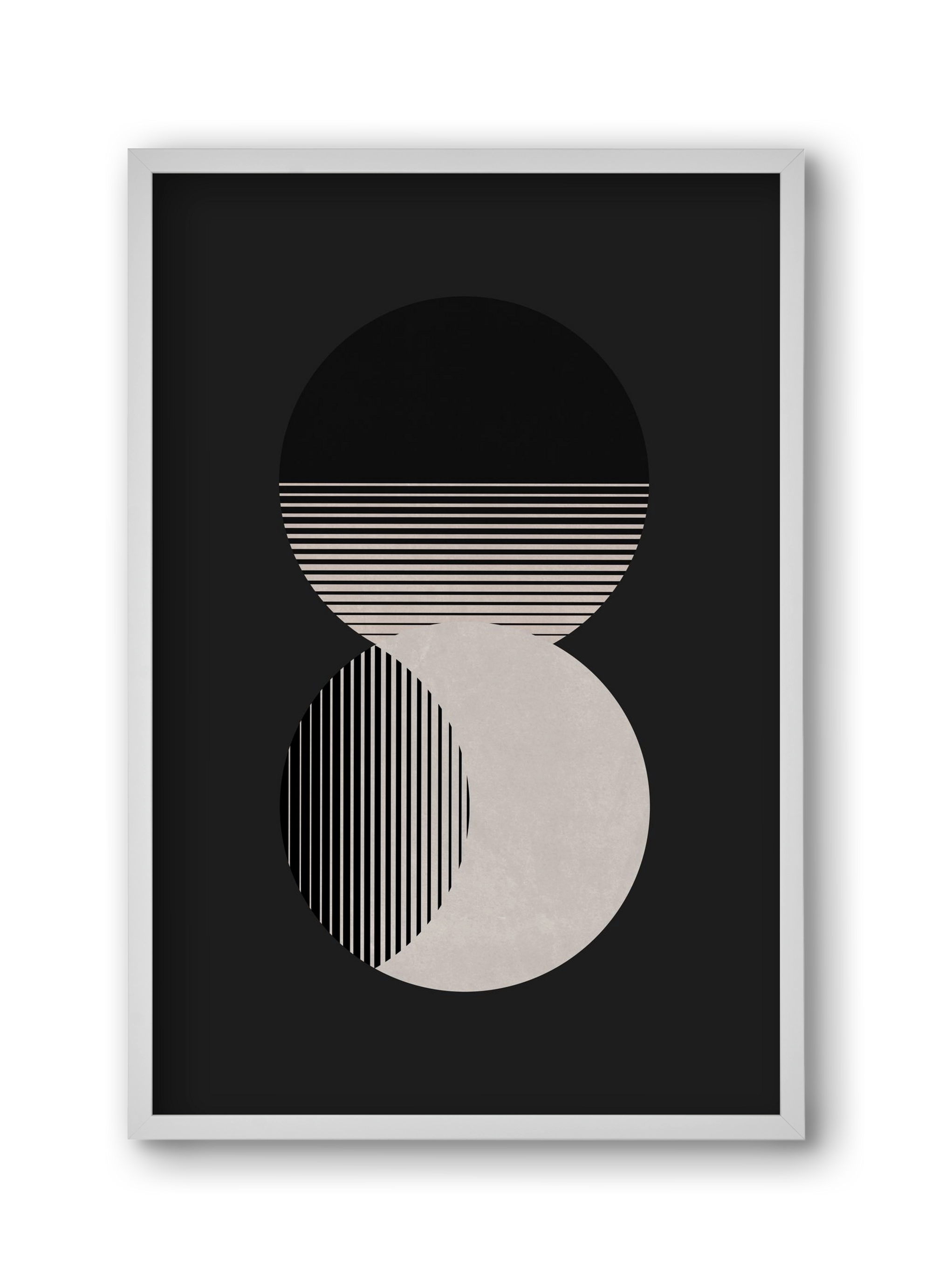 Circle Sun & Moon BW, 30x45 cm (30x45 cm), Fehér keret