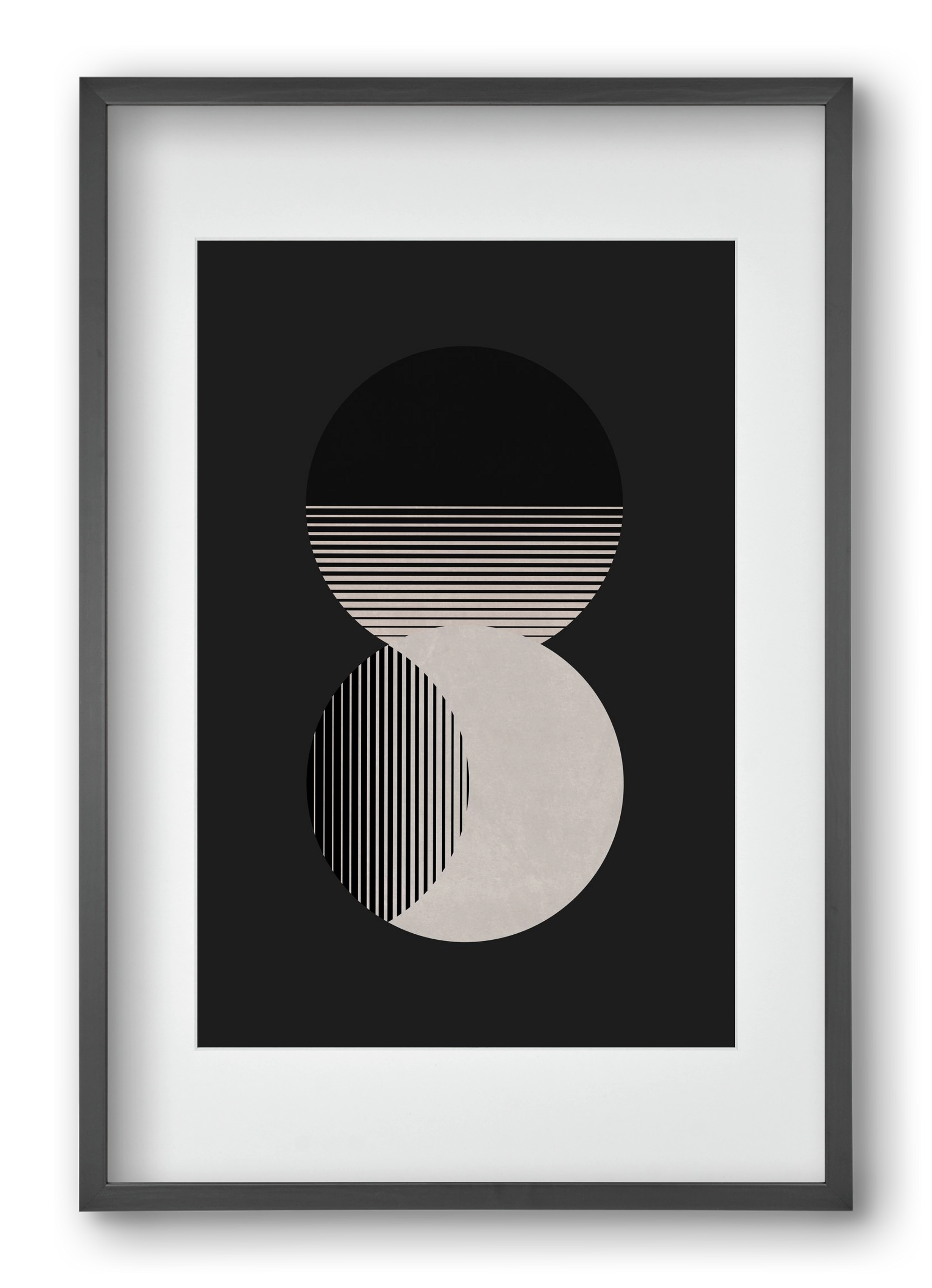 Circle Sun & Moon BW, 40x60 cm (30x45 cm), Fekete keret, paszpartuval