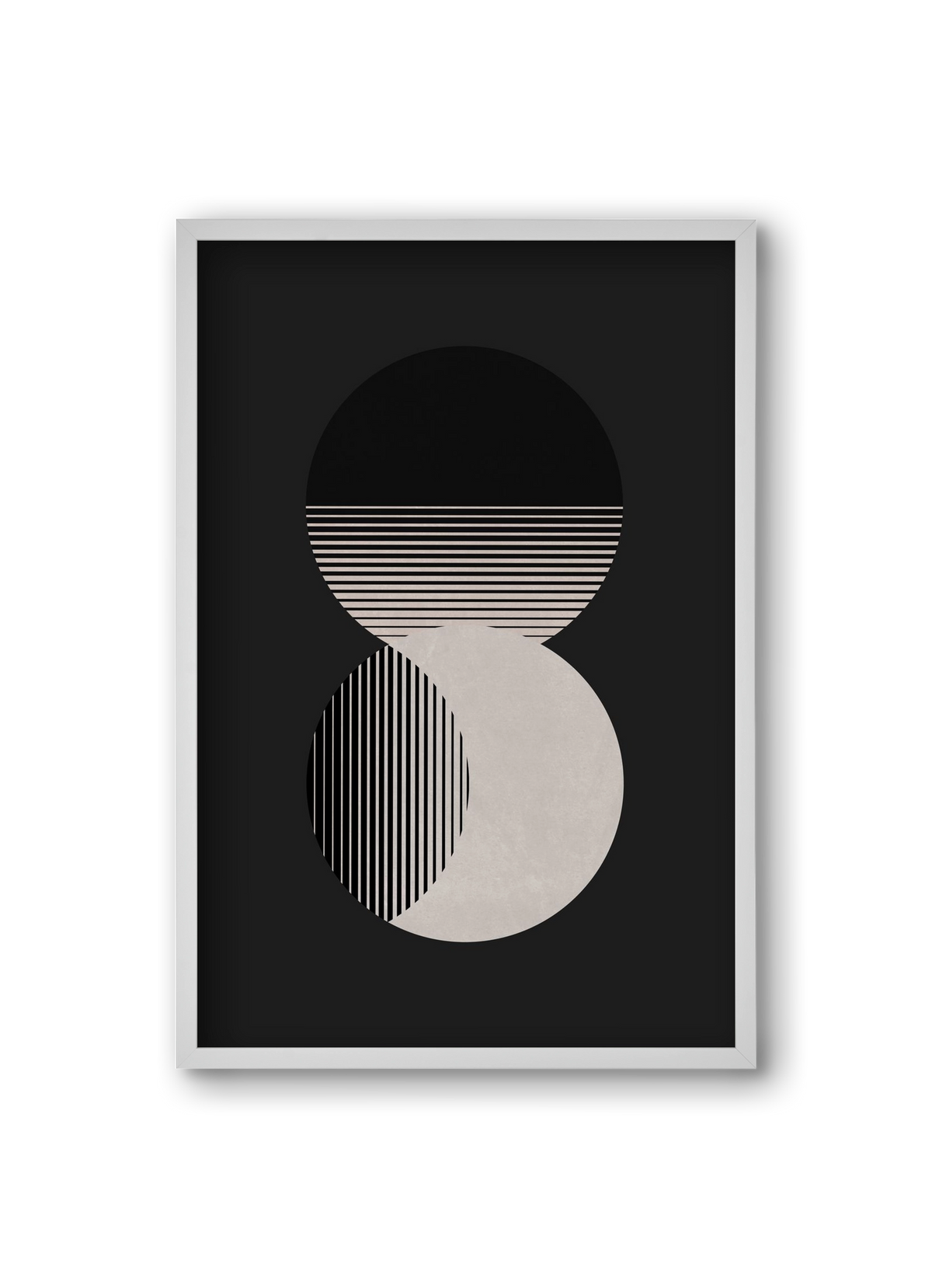 Circle Sun & Moon BW, 20x30 cm (20x30 cm), Fehér keret