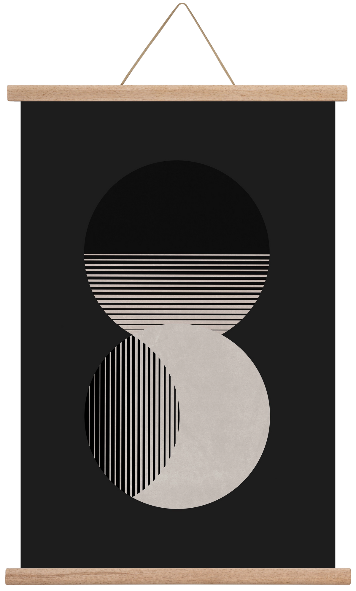 Circle Sun & Moon BW, 40x60 cm (40x60 cm), Tölgy akasztó
