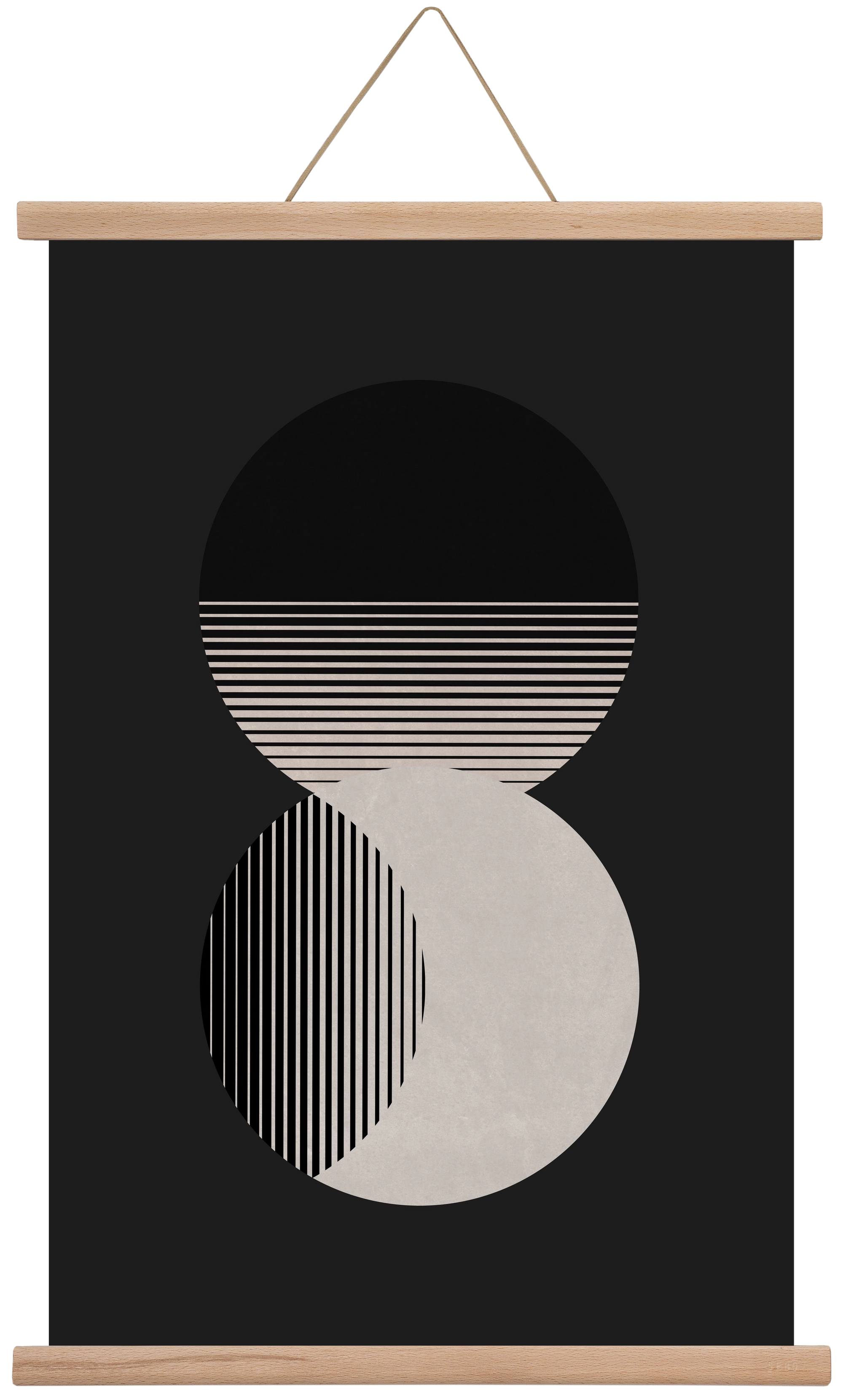 Circle Sun & Moon BW, 40x60 cm (40x60 cm), Tölgy akasztó