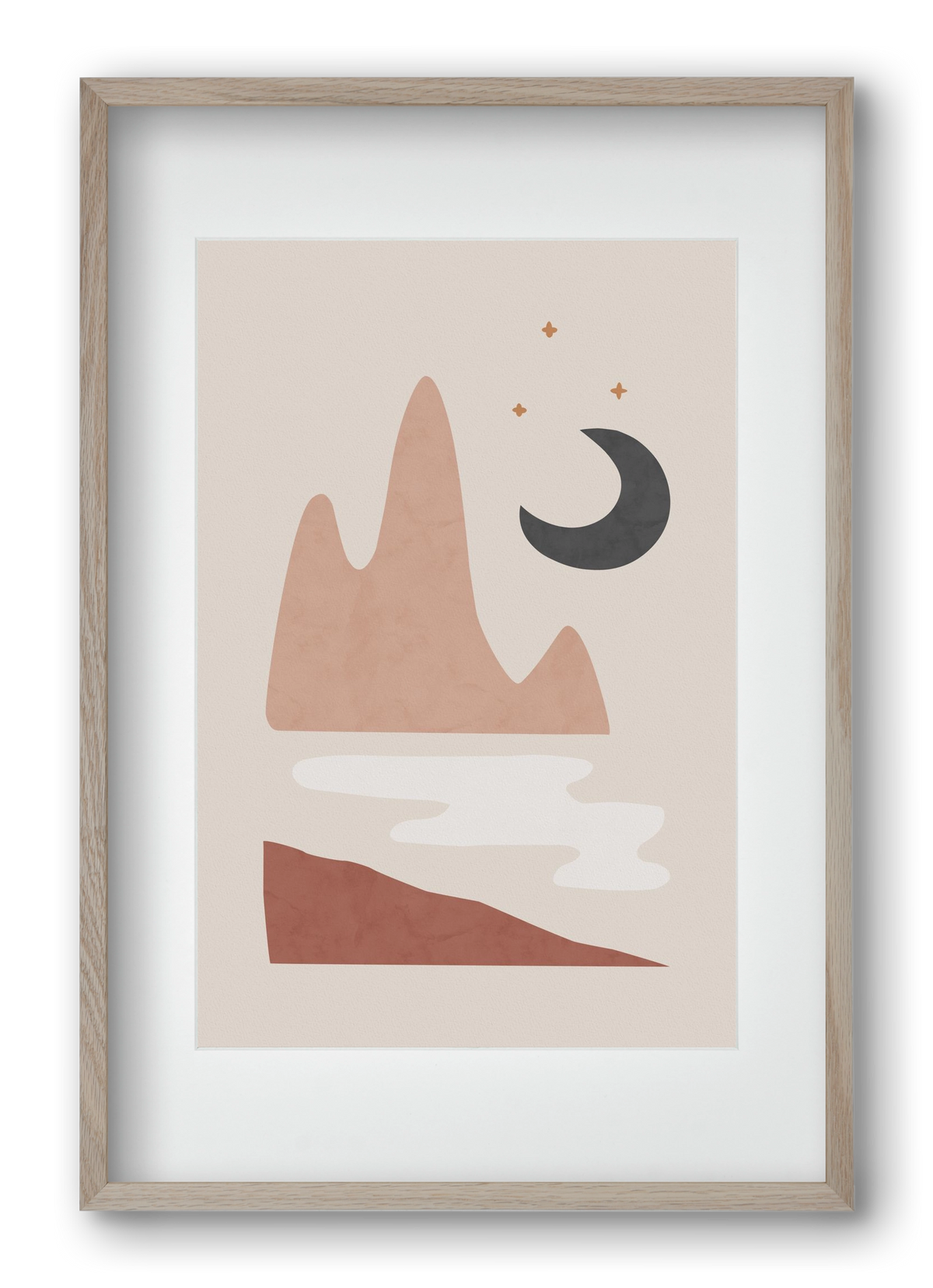 Landscape & Moon, 40x60 cm (30x45 cm), Tölgy keret, paszpartuval