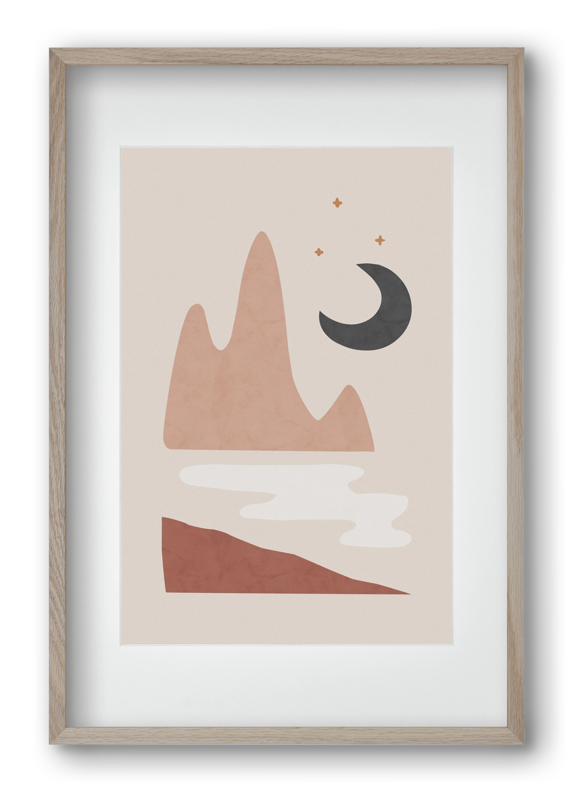Landscape & Moon, 40x60 cm (30x45 cm), Tölgy keret, paszpartuval