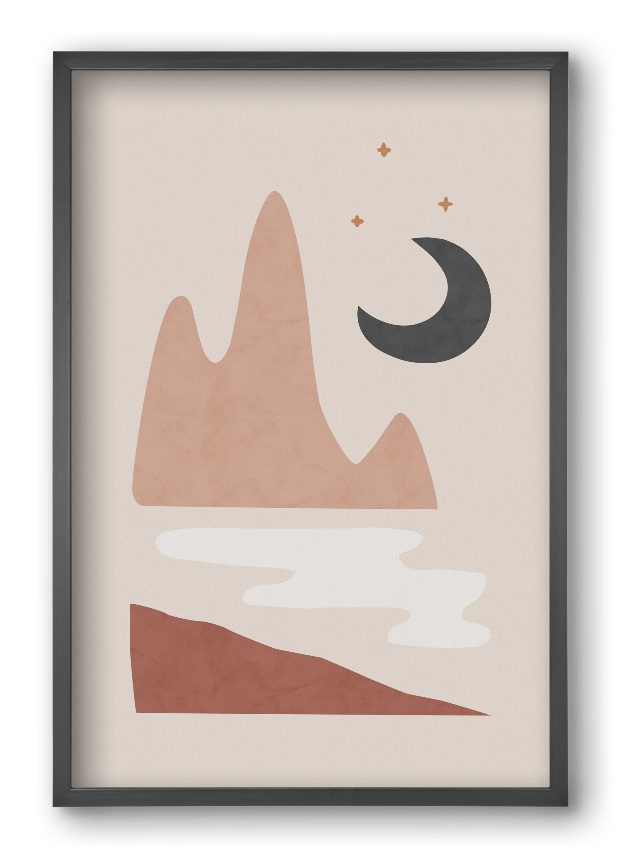 Landscape & Moon, 40x60 cm (40x60 cm), Fekete keret