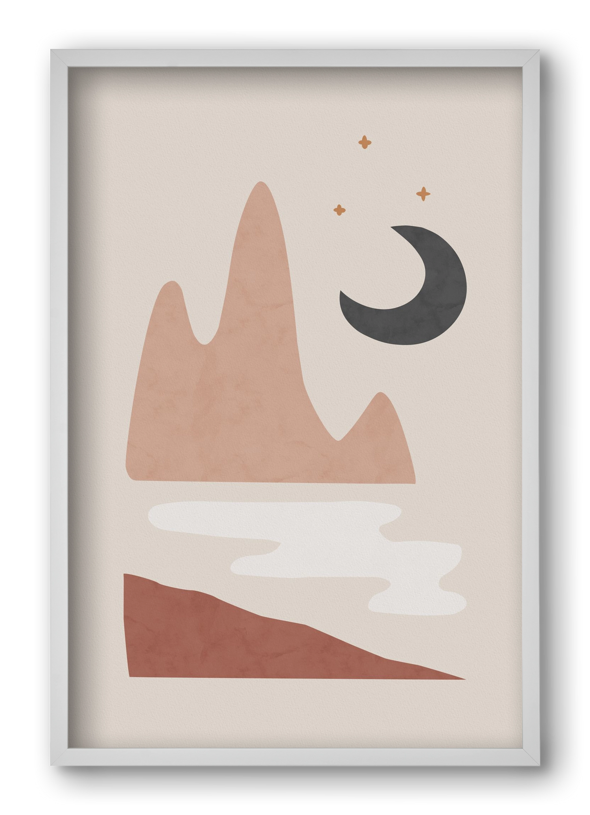 Landscape & Moon, 40x60 cm (40x60 cm), Fehér keret