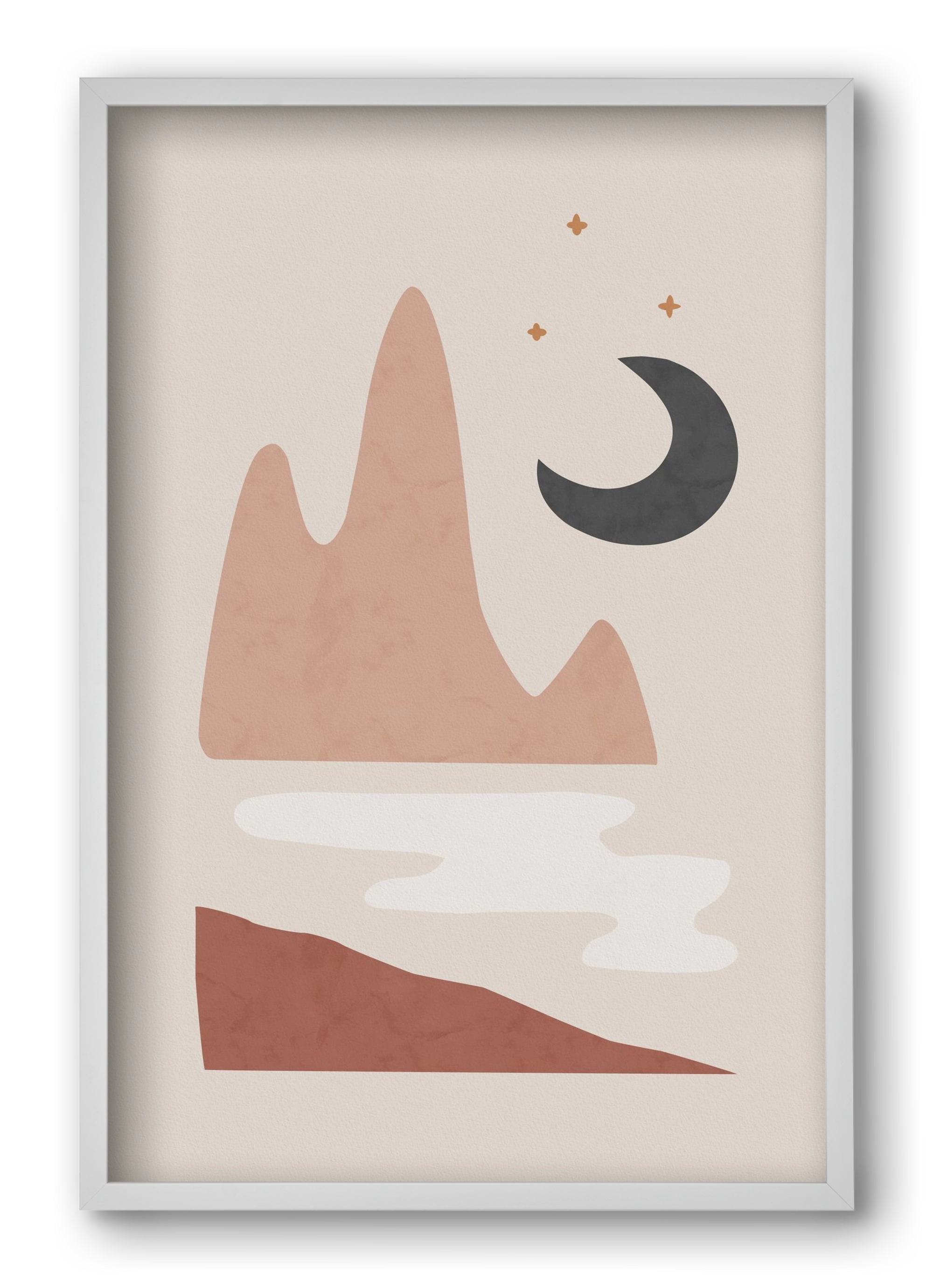 Landscape & Moon, 40x60 cm (40x60 cm), Fehér keret