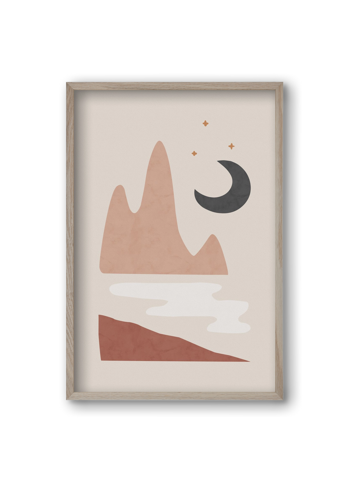 Landscape & Moon, 20x30 cm (20x30 cm), Tölgy keret