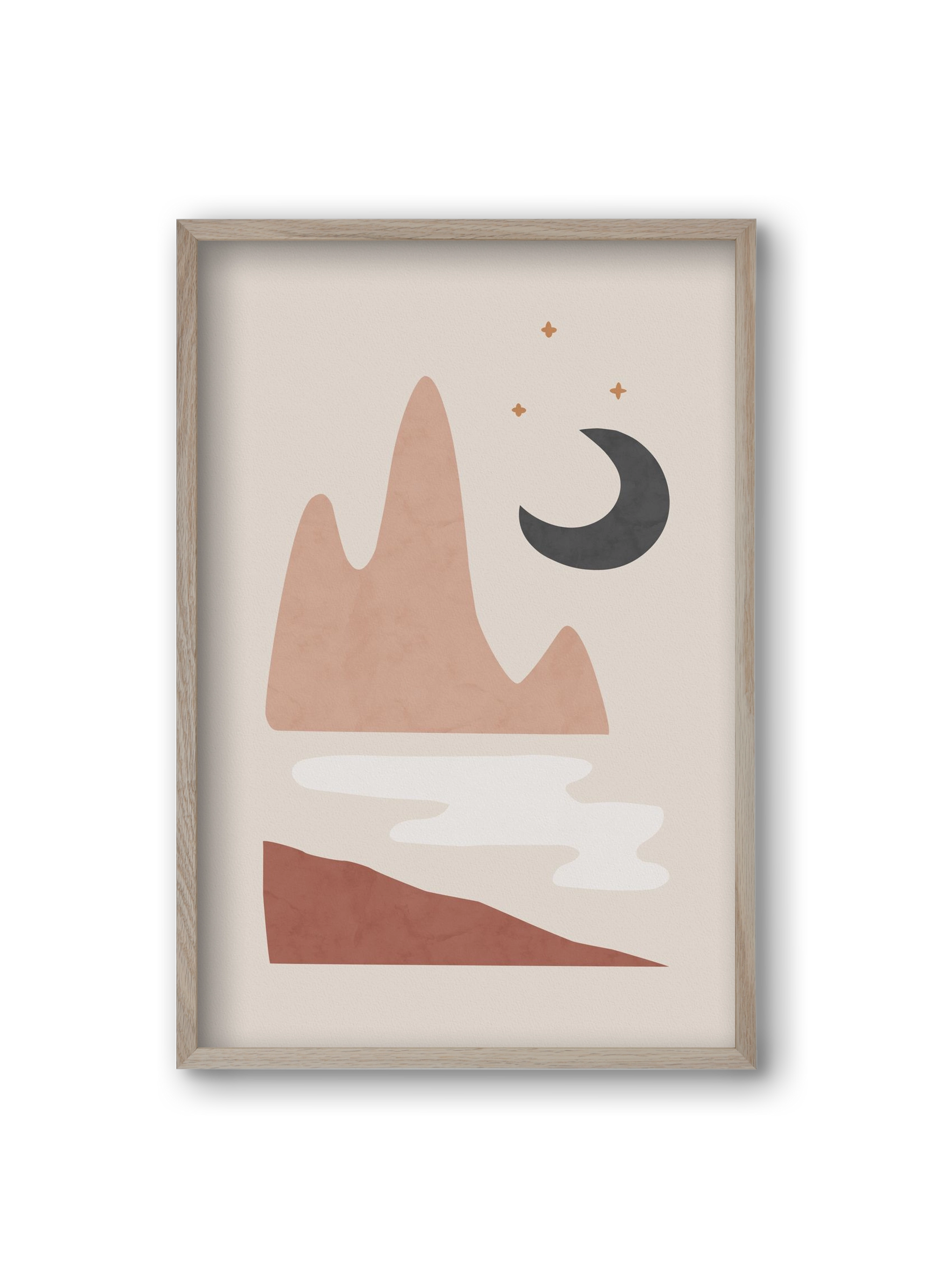 Landscape & Moon, 20x30 cm (20x30 cm), Tölgy keret