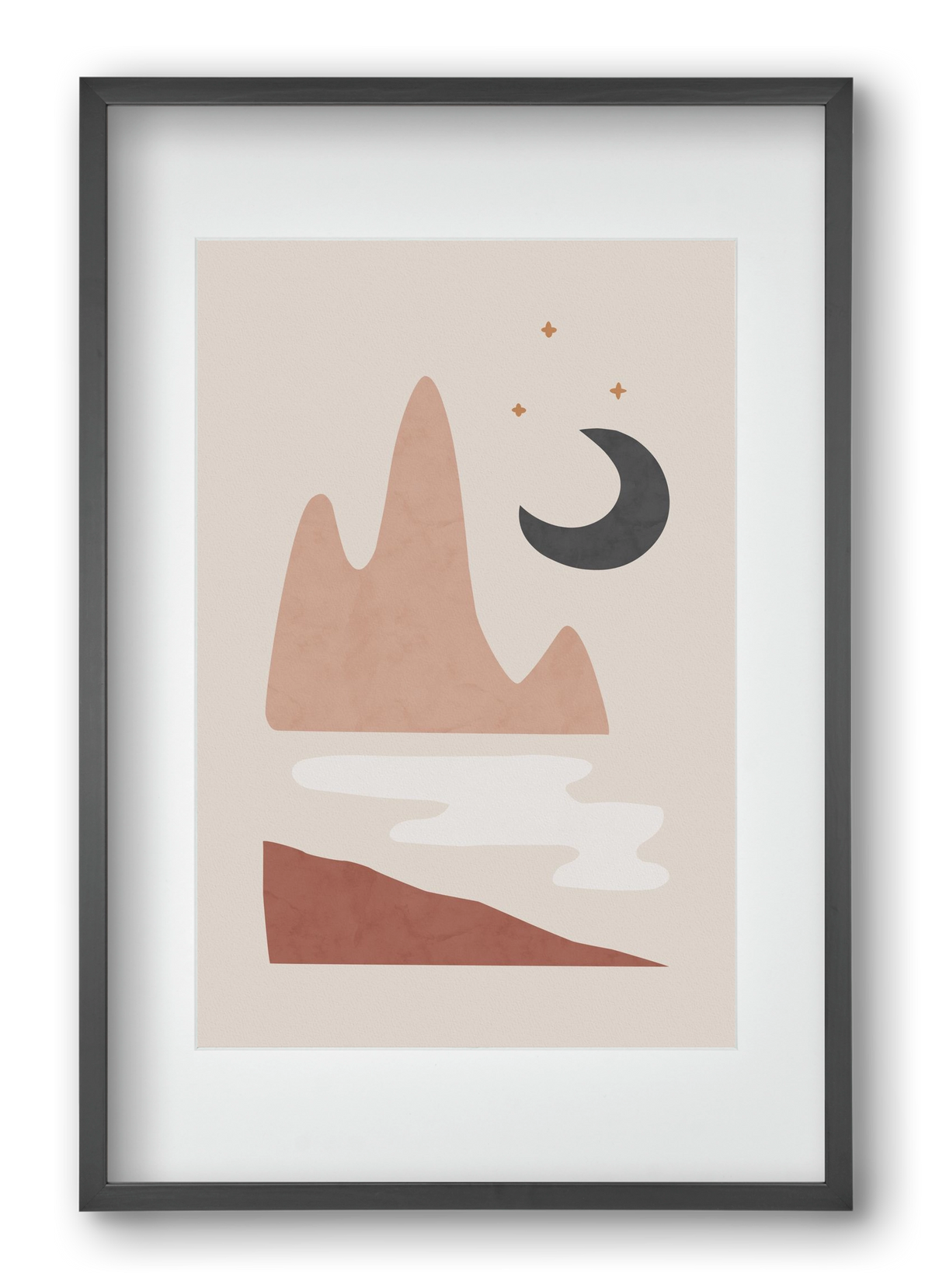 Landscape & Moon, 40x60 cm (30x45 cm), Fekete keret, paszpartuval