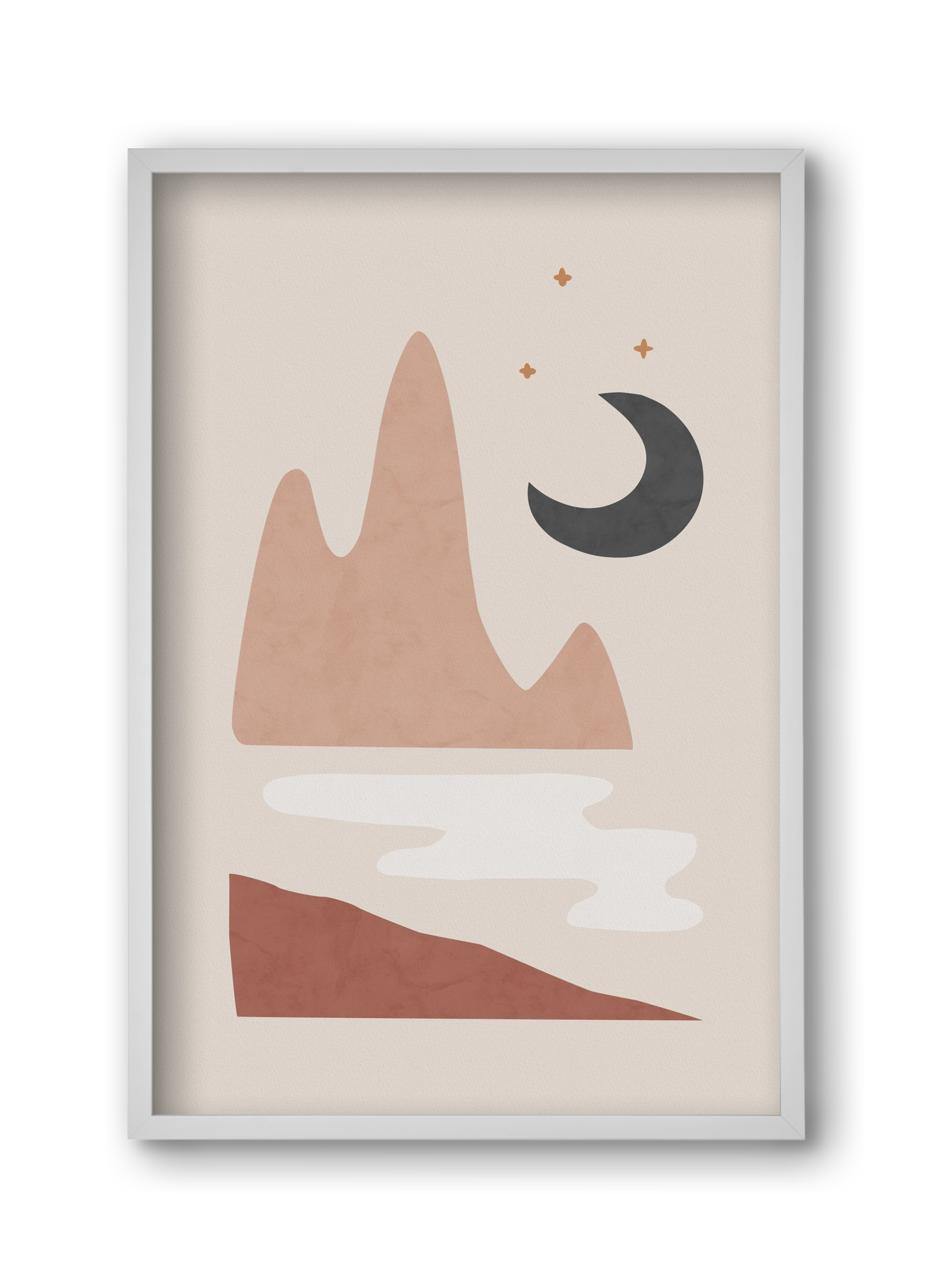 Landscape & Moon, 30x45 cm (30x45 cm), Fehér keret