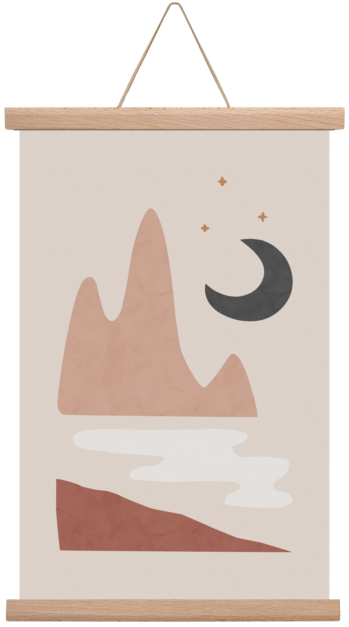 Landscape & Moon, 30x45 cm (30x45 cm), Tölgy akasztó