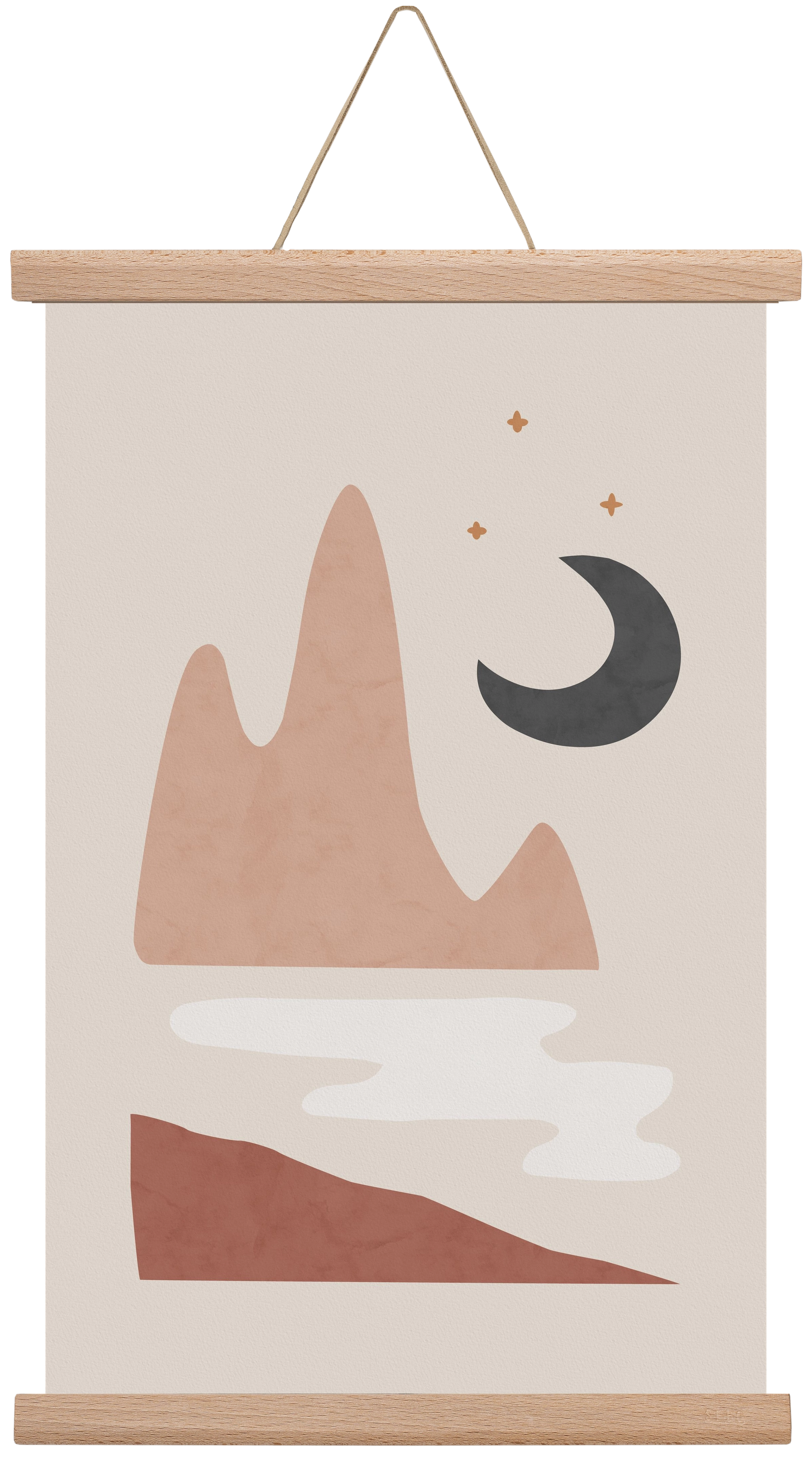 Landscape & Moon, 30x45 cm (30x45 cm), Tölgy akasztó