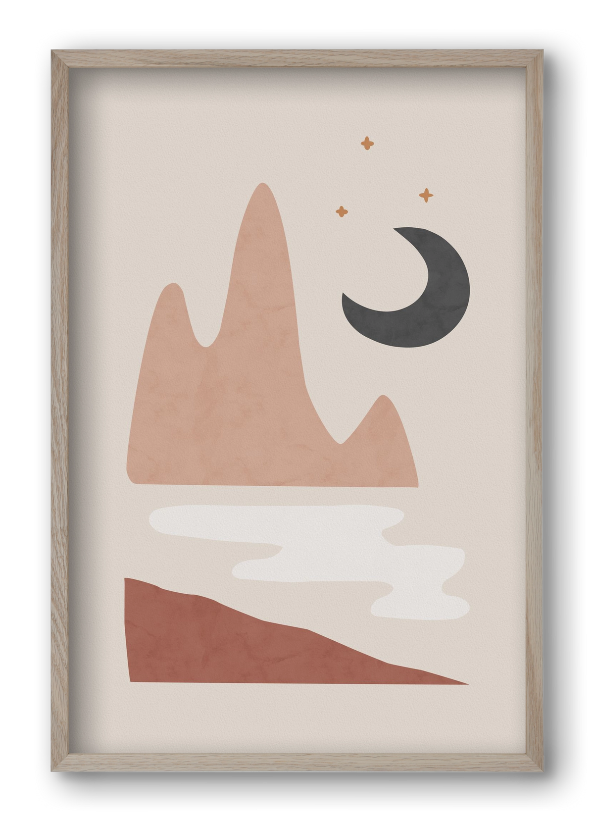 Landscape & Moon, 40x60 cm (40x60 cm), Tölgy keret