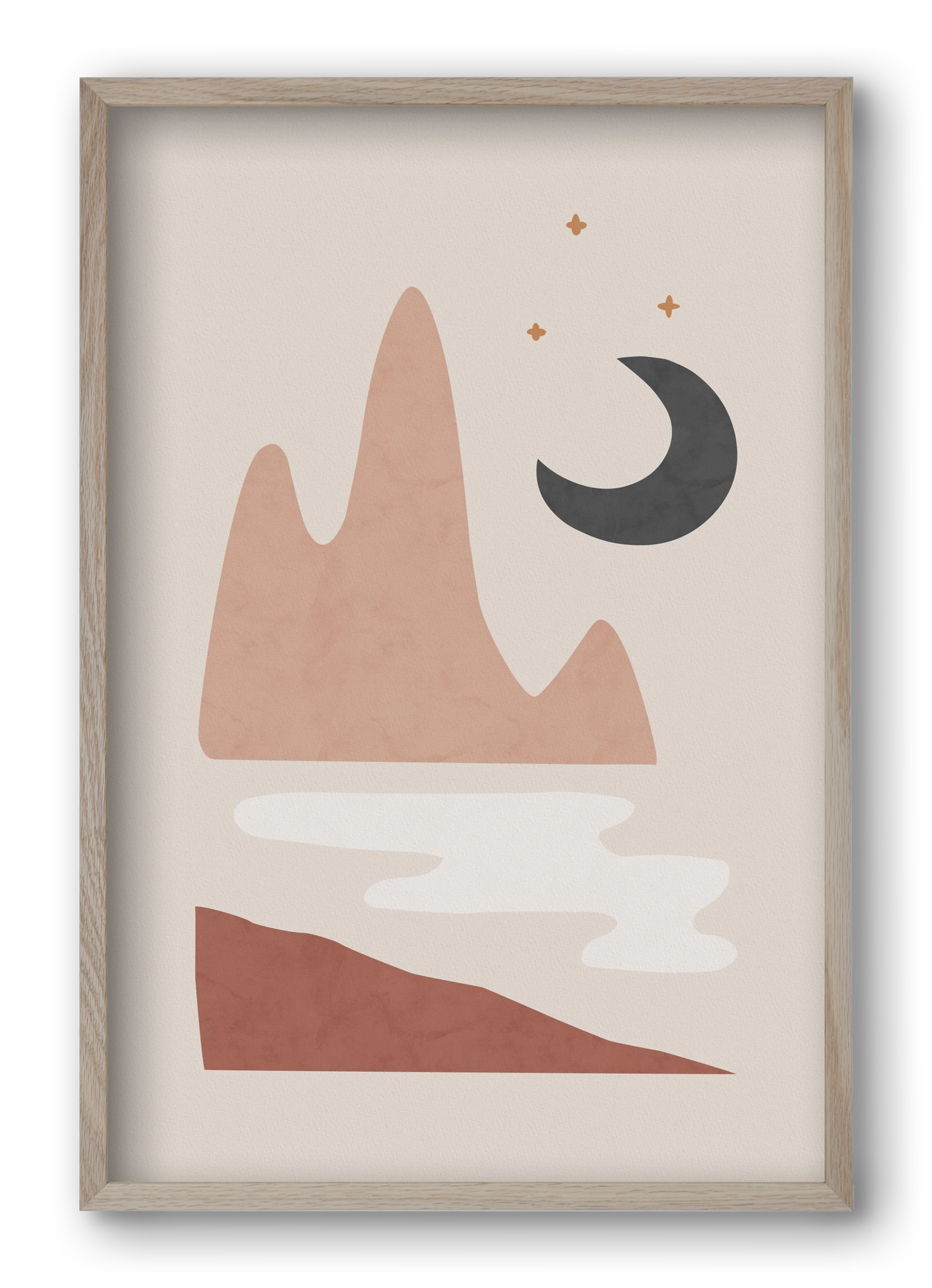 Landscape & Moon, 40x60 cm (40x60 cm), Tölgy keret