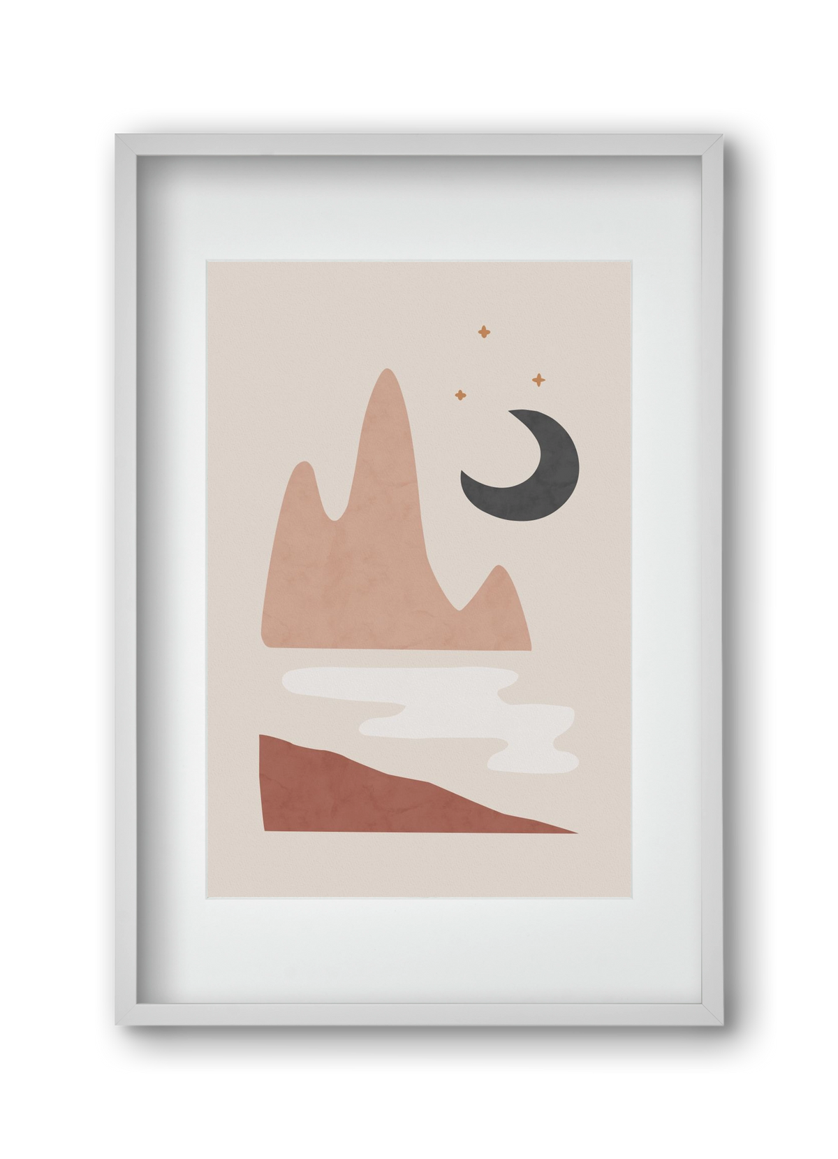 Landscape & Moon, 30x45 cm (20x30 cm), Fehér keret, paszpartuval