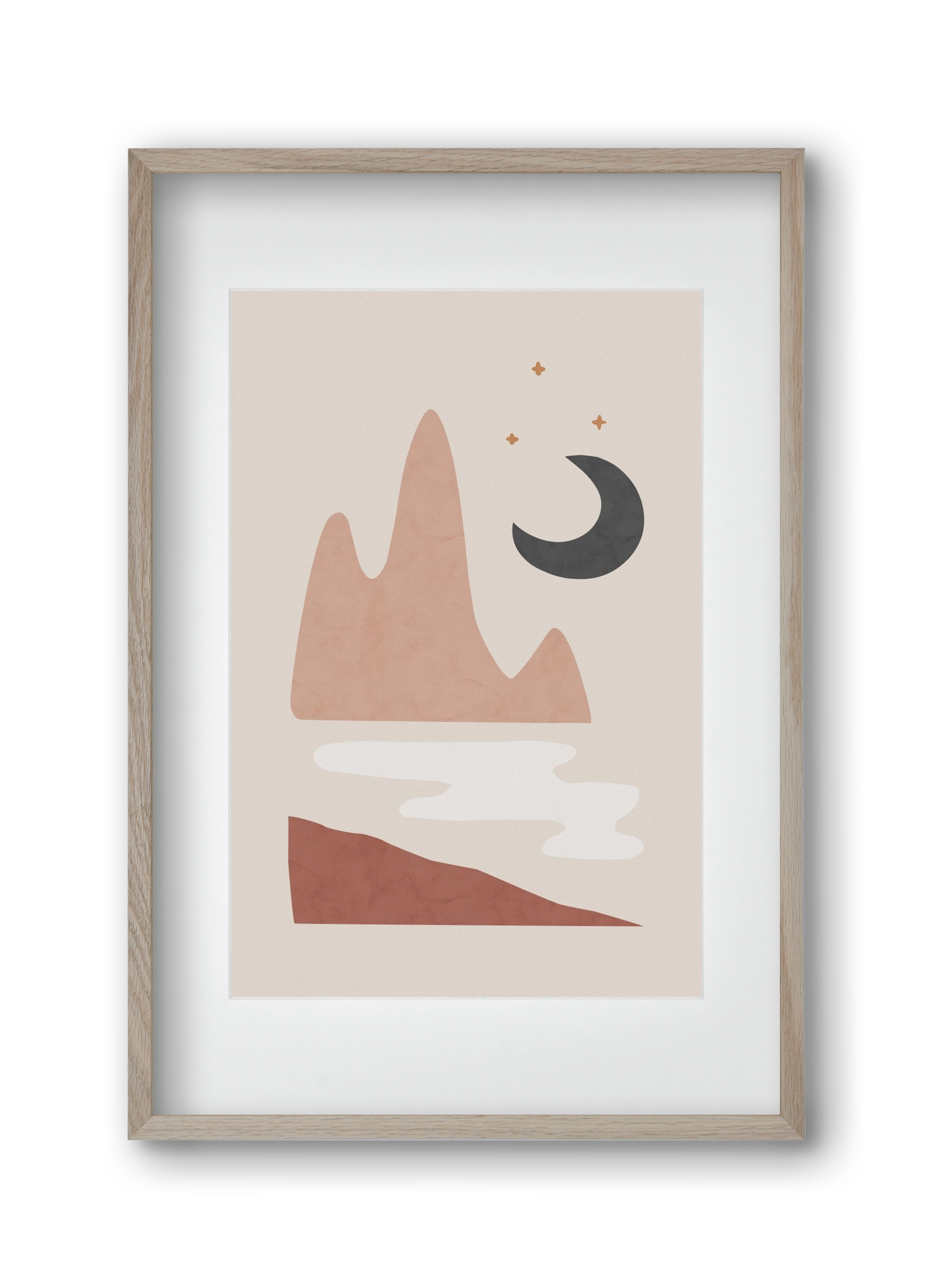 Landscape & Moon, 30x45 cm (20x30 cm), Tölgy keret, paszpartuval