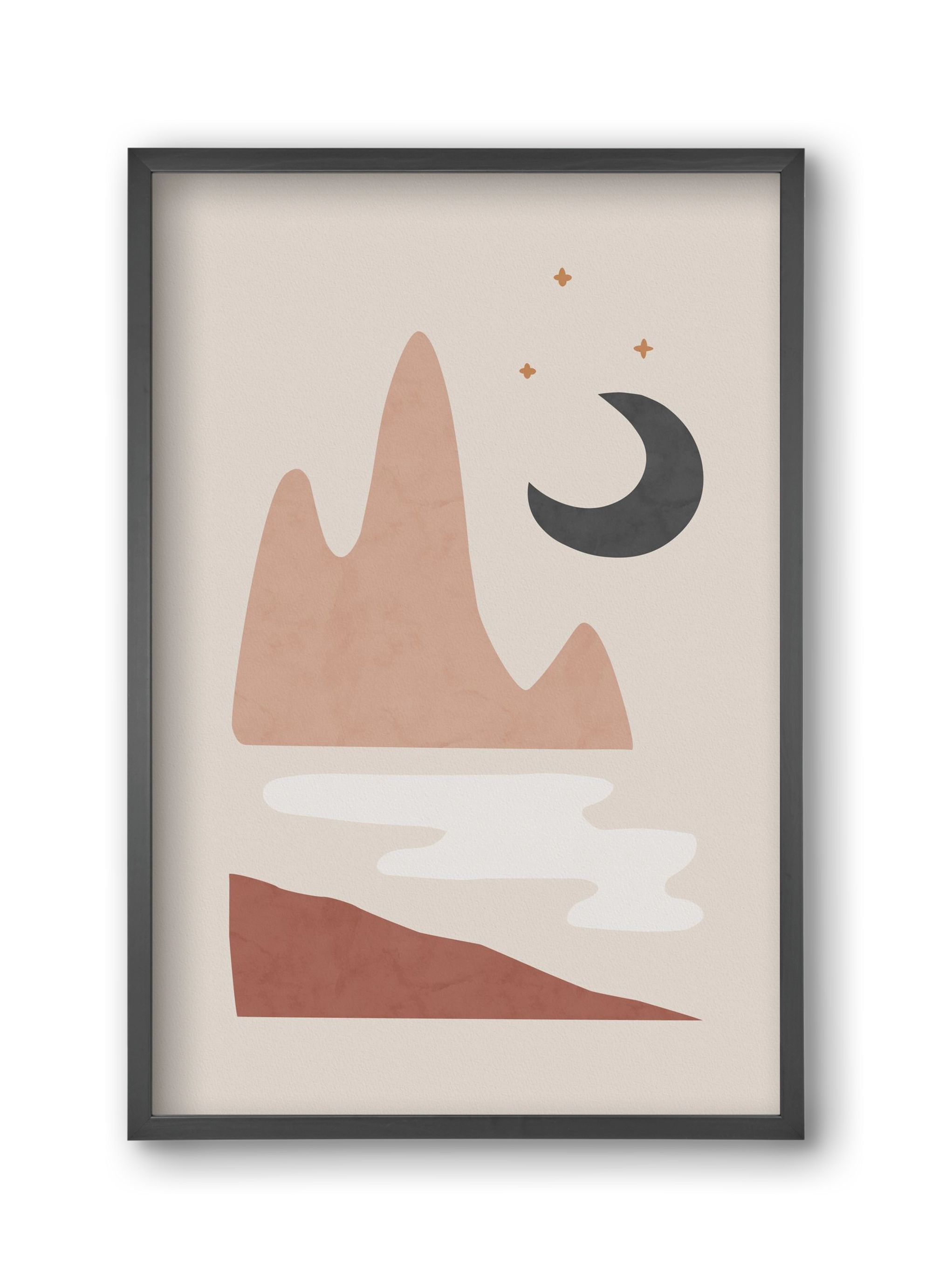 Landscape & Moon, 30x45 cm (30x45 cm), Fekete keret