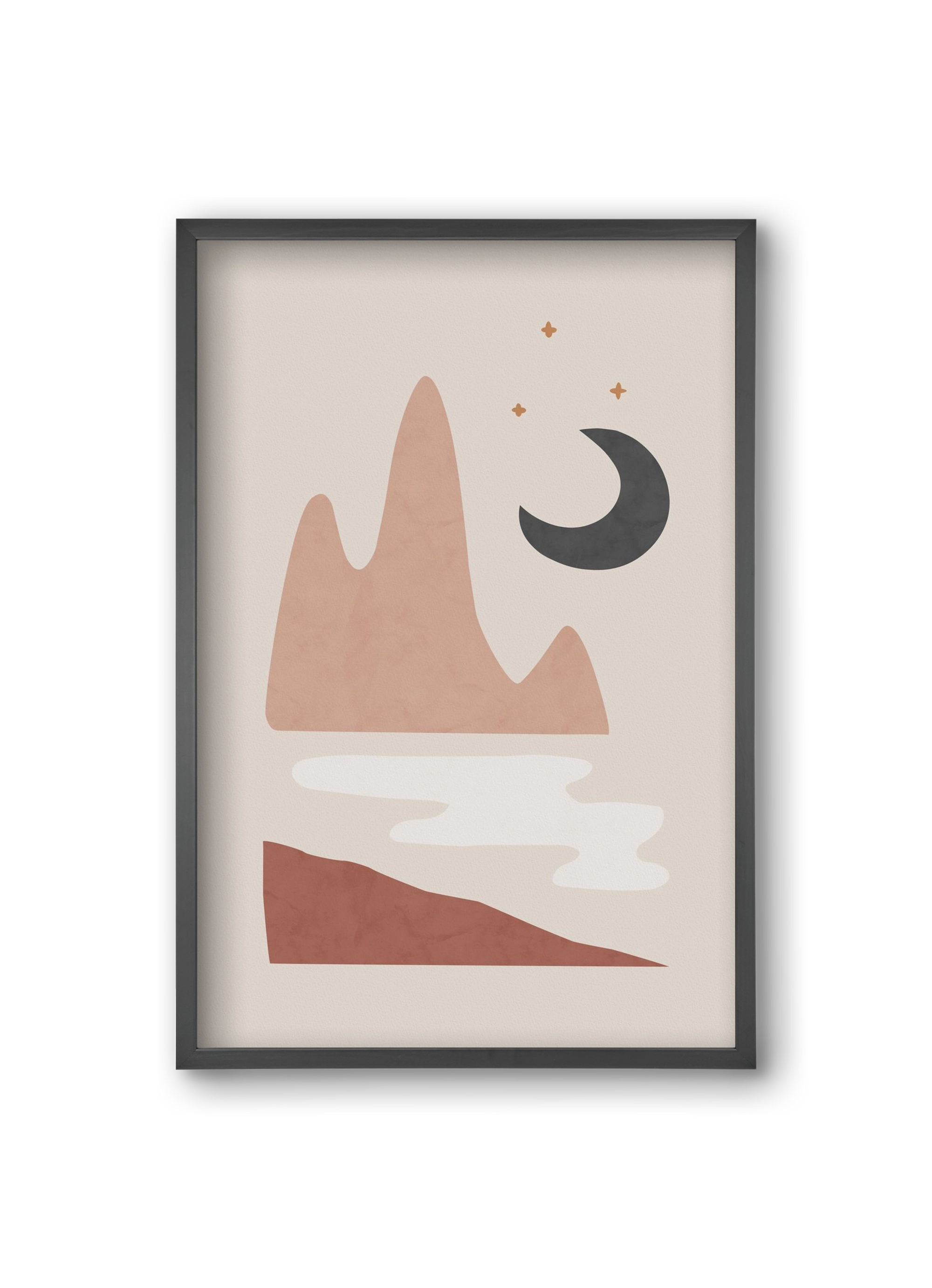 Landscape & Moon, 20x30 cm (20x30 cm), Fekete keret