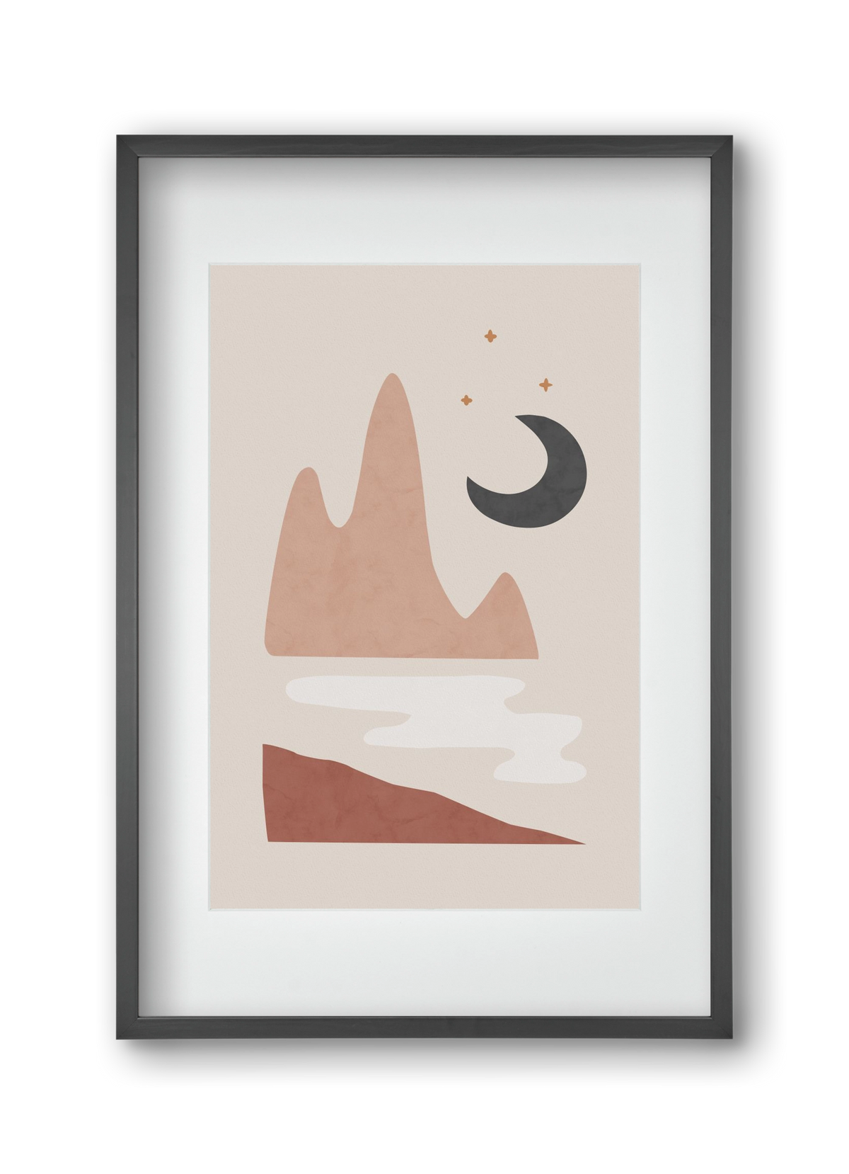 Landscape & Moon, 30x45 cm (20x30 cm), Fekete keret, paszpartuval