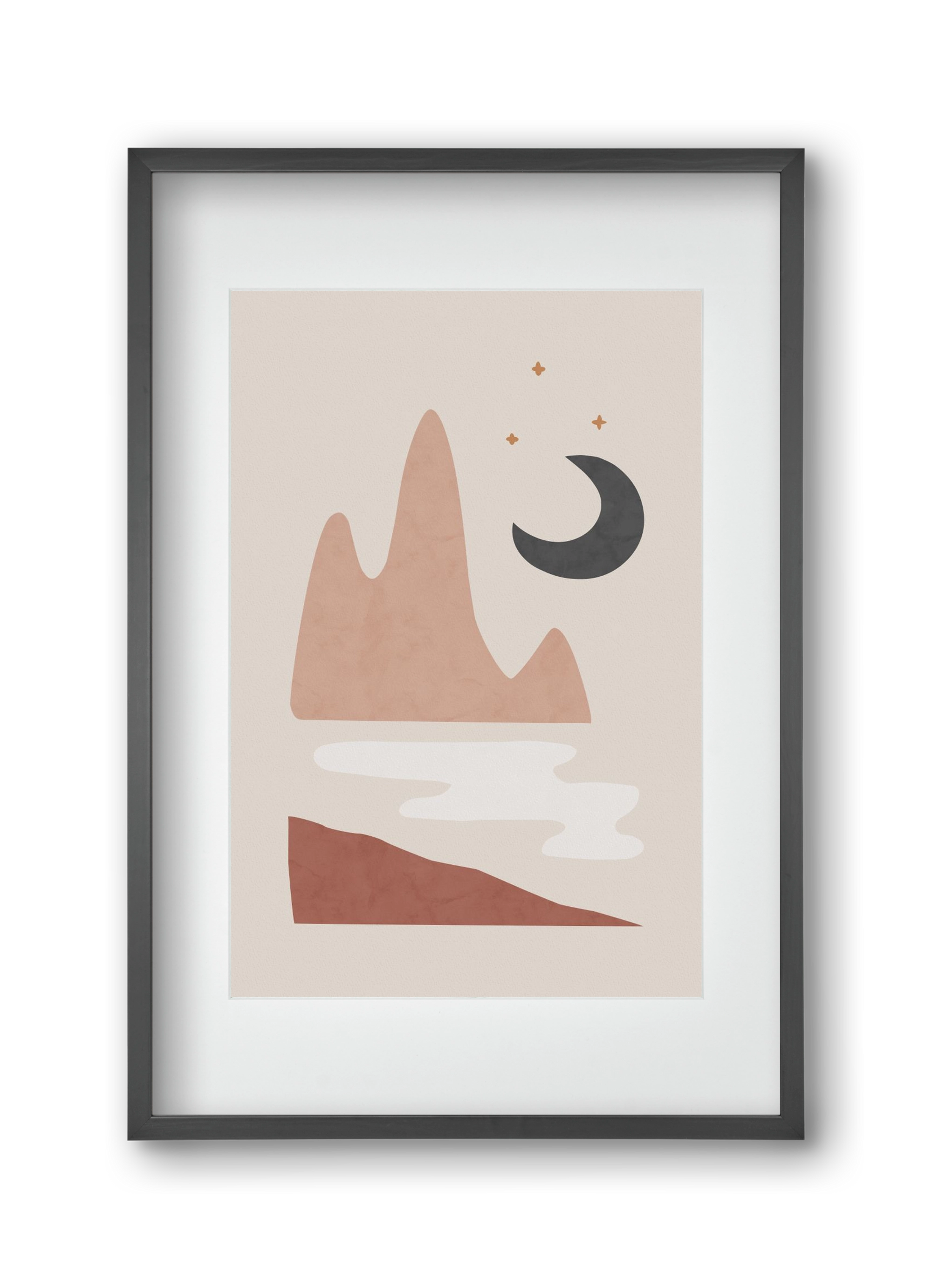 Landscape & Moon, 30x45 cm (20x30 cm), Fekete keret, paszpartuval