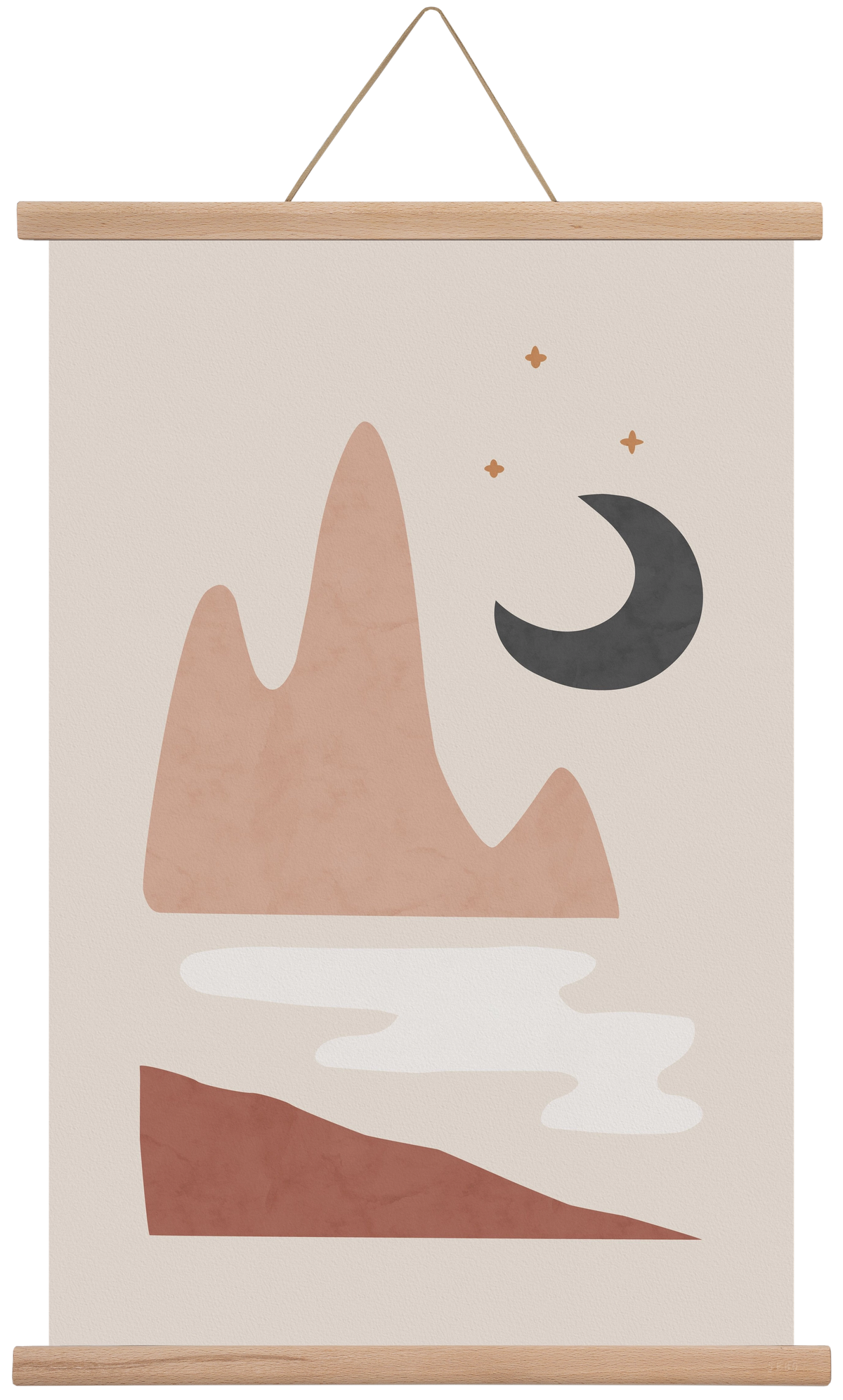 Landscape & Moon, 40x60 cm (40x60 cm), Tölgy akasztó