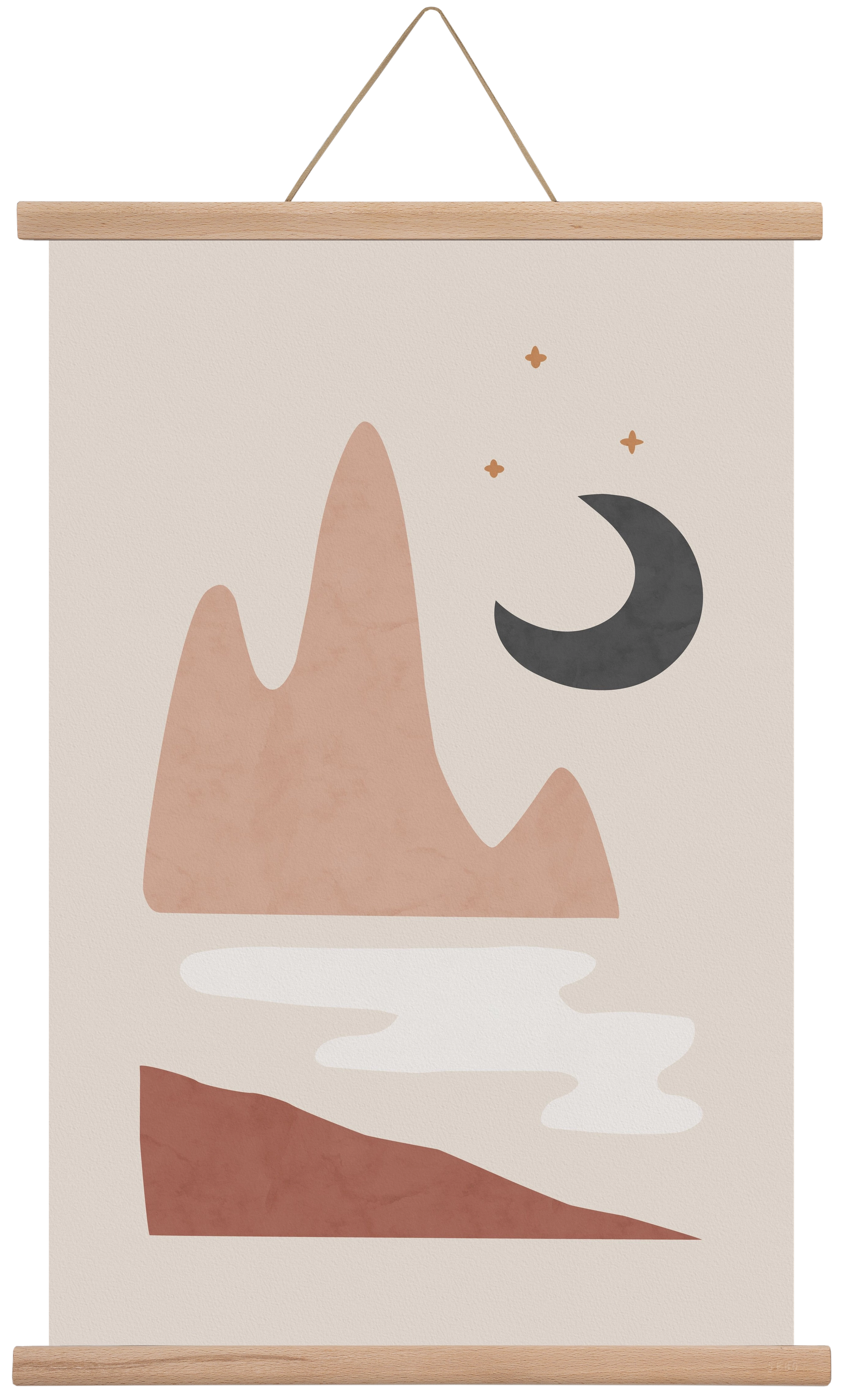 Landscape & Moon, 40x60 cm (40x60 cm), Tölgy akasztó