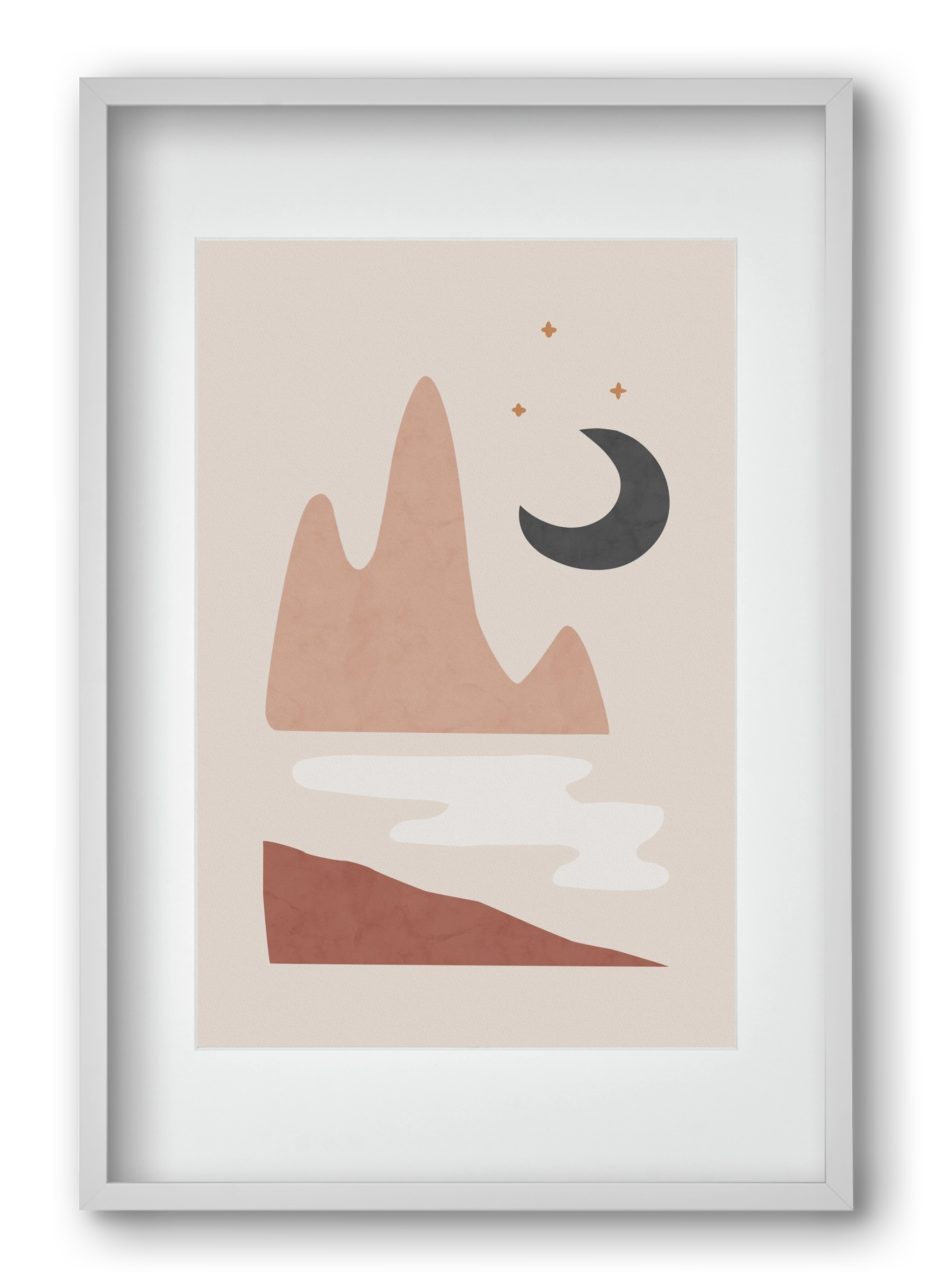 Landscape & Moon, 40x60 cm (30x45 cm), Fehér keret, paszpartuval